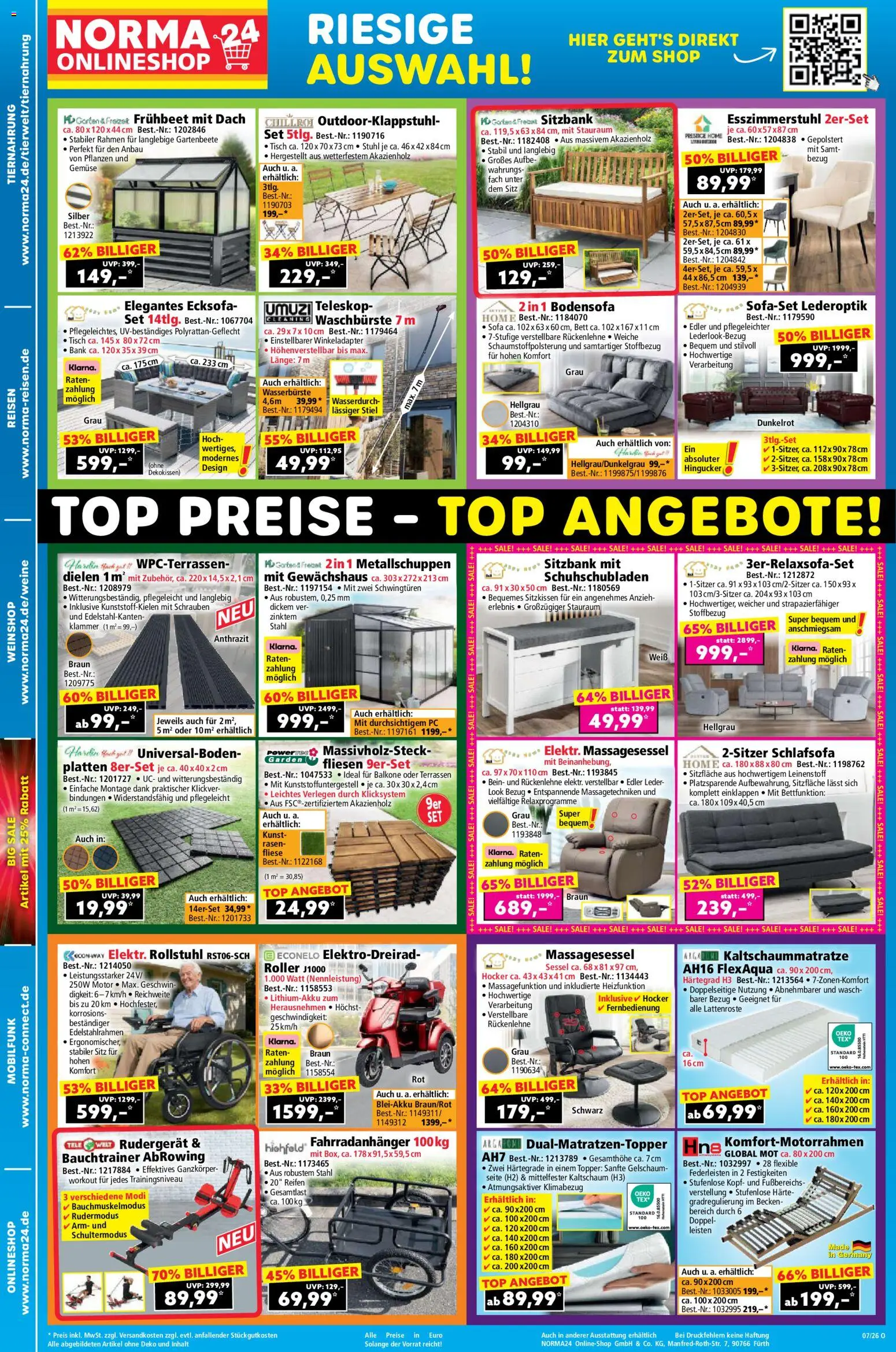 Norma Prospekt 	 – gültig ab 09.02.2026 | Seite: 20 | Produkte: Schlafsofa, Sitzbank, Sessel, Gemüse