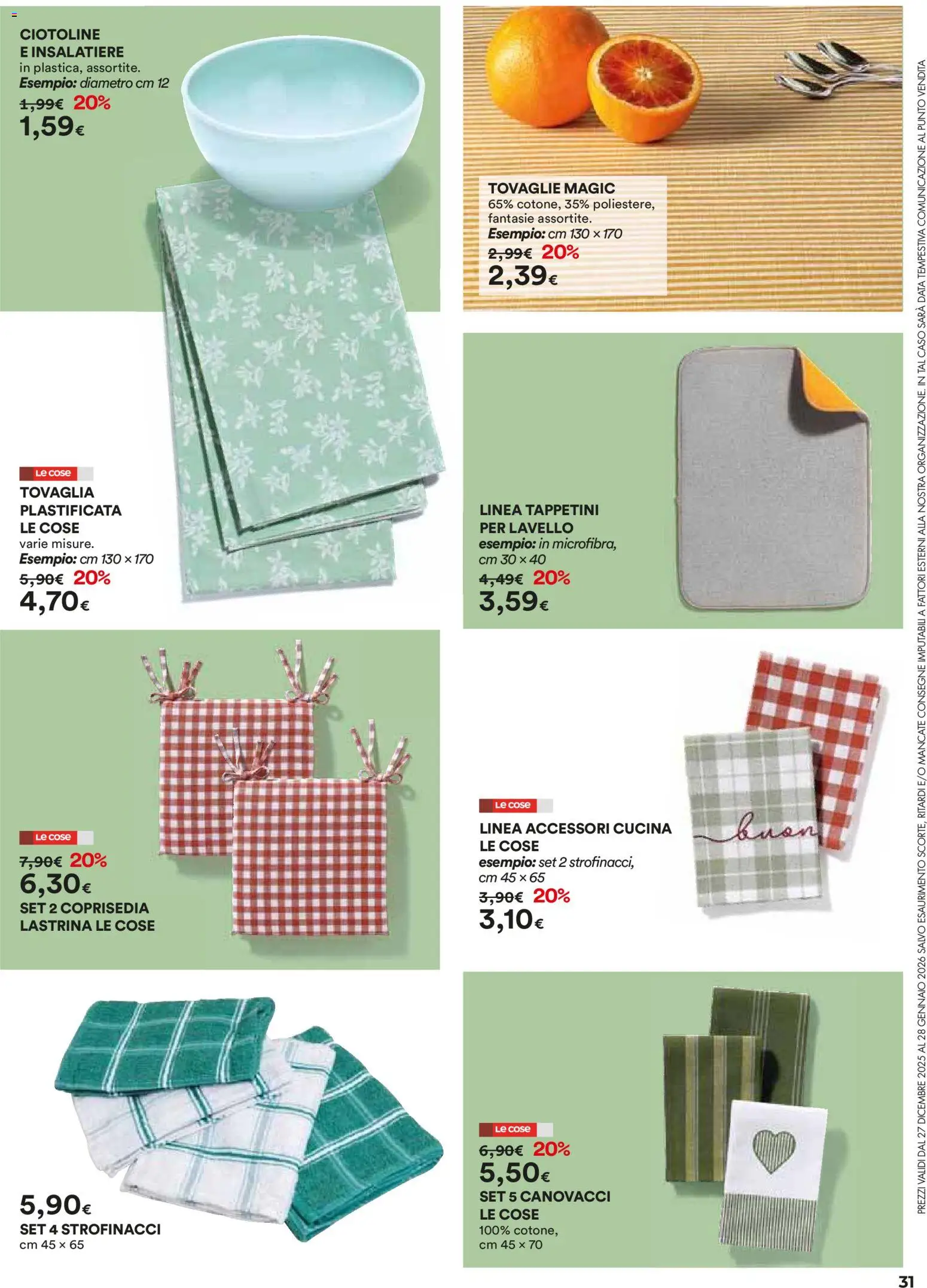 Volantino Ipercoop del 27.12.2025 | Pagina: 31 | Prodotti: Lavello, Tovaglia, Strofinacci, Coprisedia