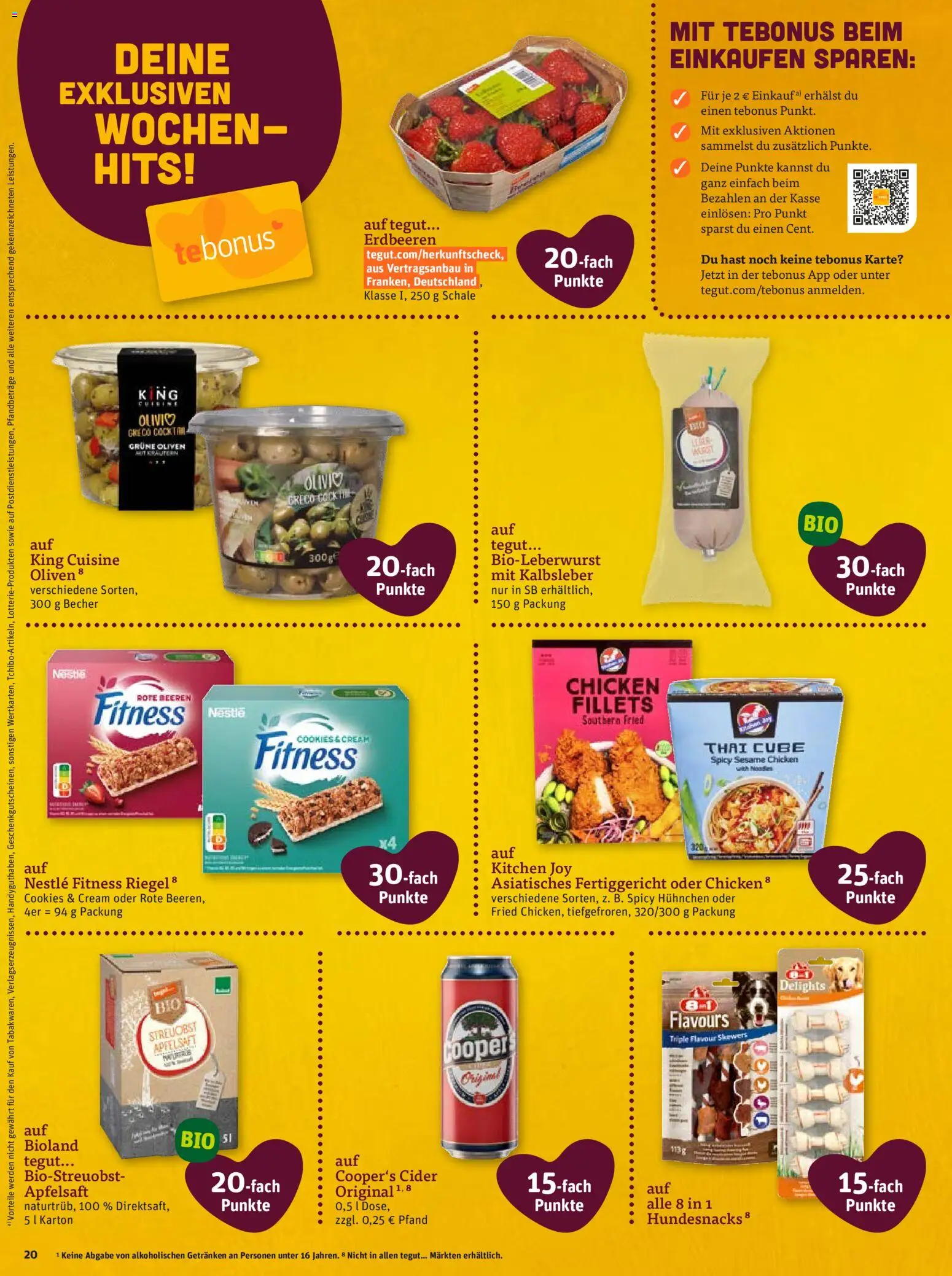 Tegut Prospekt 	 – gültig ab 16.03.2026 | Seite: 22 | Produkte: Apfelsaft, Kalbsleber, Erdbeeren