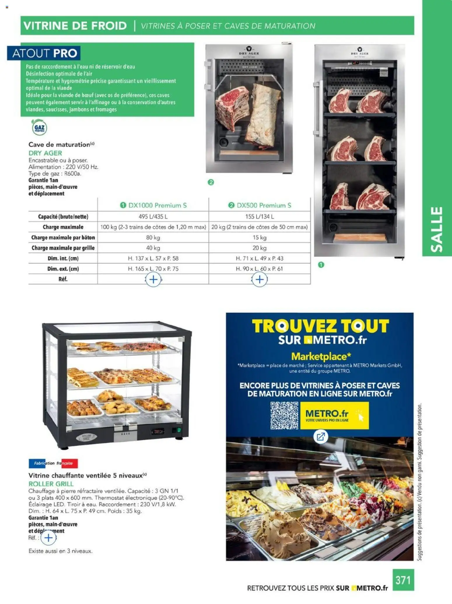 {H1} | Page: 371 | Produits: Vitrine, Poids, Réservoir d'eau, Viande
