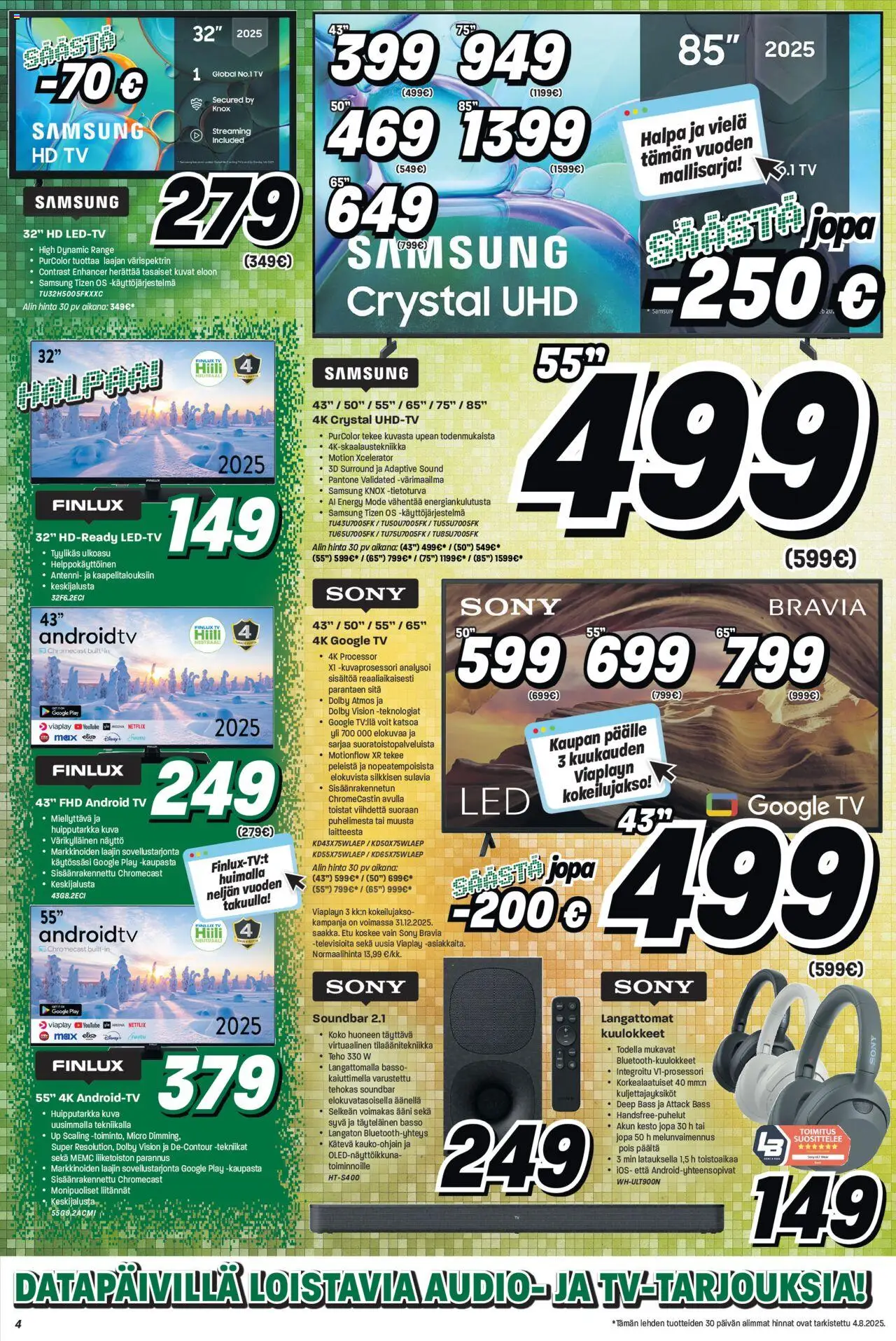  | Sivu: 4 | Tuotteet: Audio, Soundbar, Näyttö, Kuulokkeet