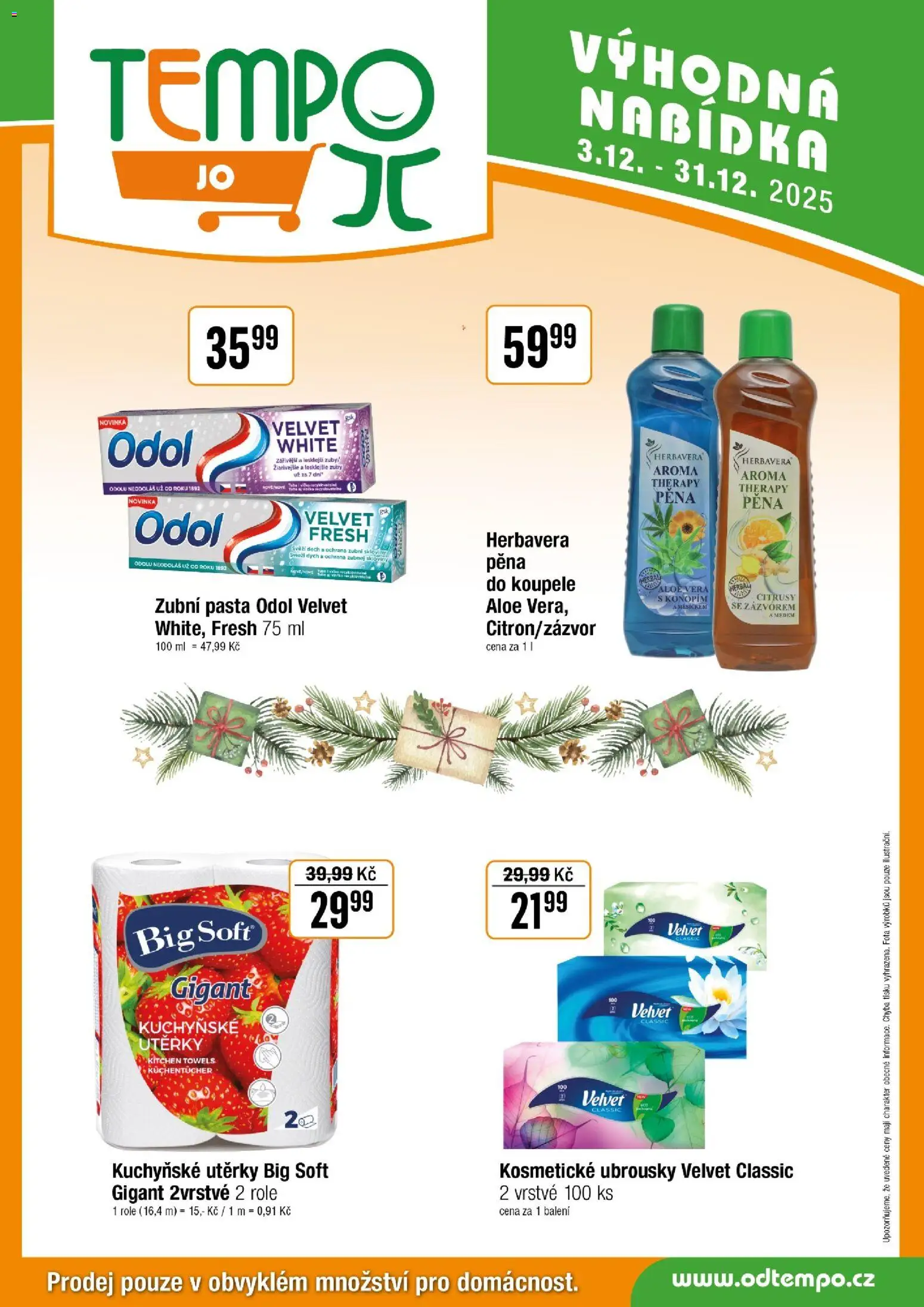 Tempo leták - JO od 03.12.2025 | Strana: 10 | Produkty: Kuchyňské utěrky, Ubrousky, Velvet, Aloe vera