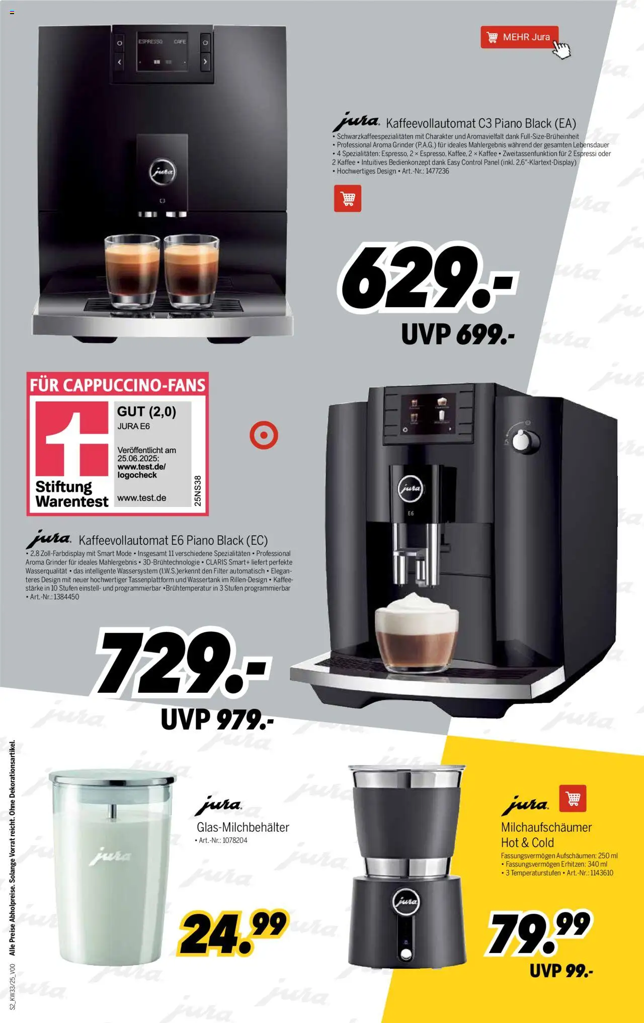 Medimax Prospekt 	 - gültig ab dem 09.08.2025 | Seite: 2 | Produkte: Jura, Kaffee, Kaffeevollautomat