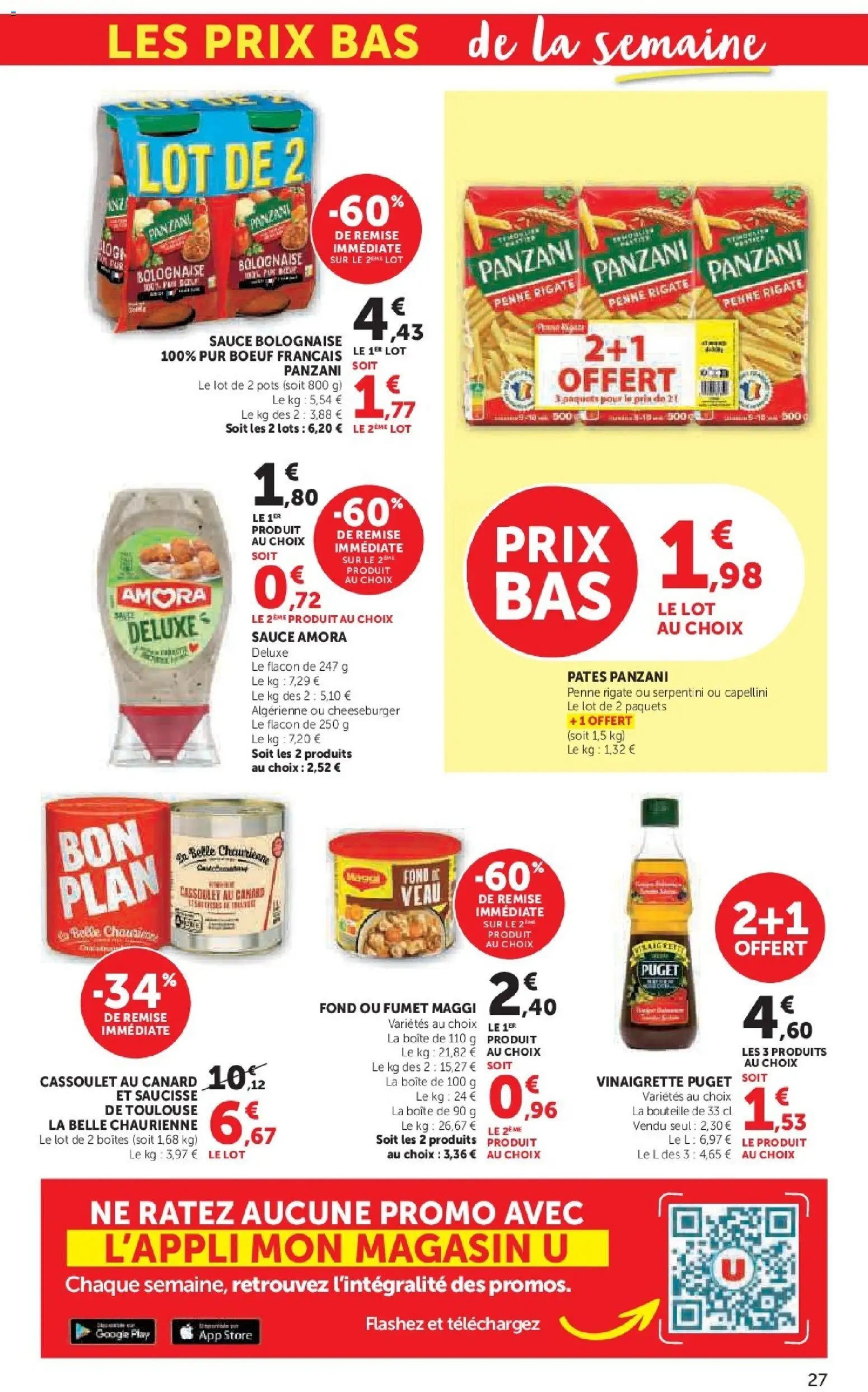 {H1} | Page: 27 | Produits: Sauce bolognaise, Store, Saucisse, Pâtes