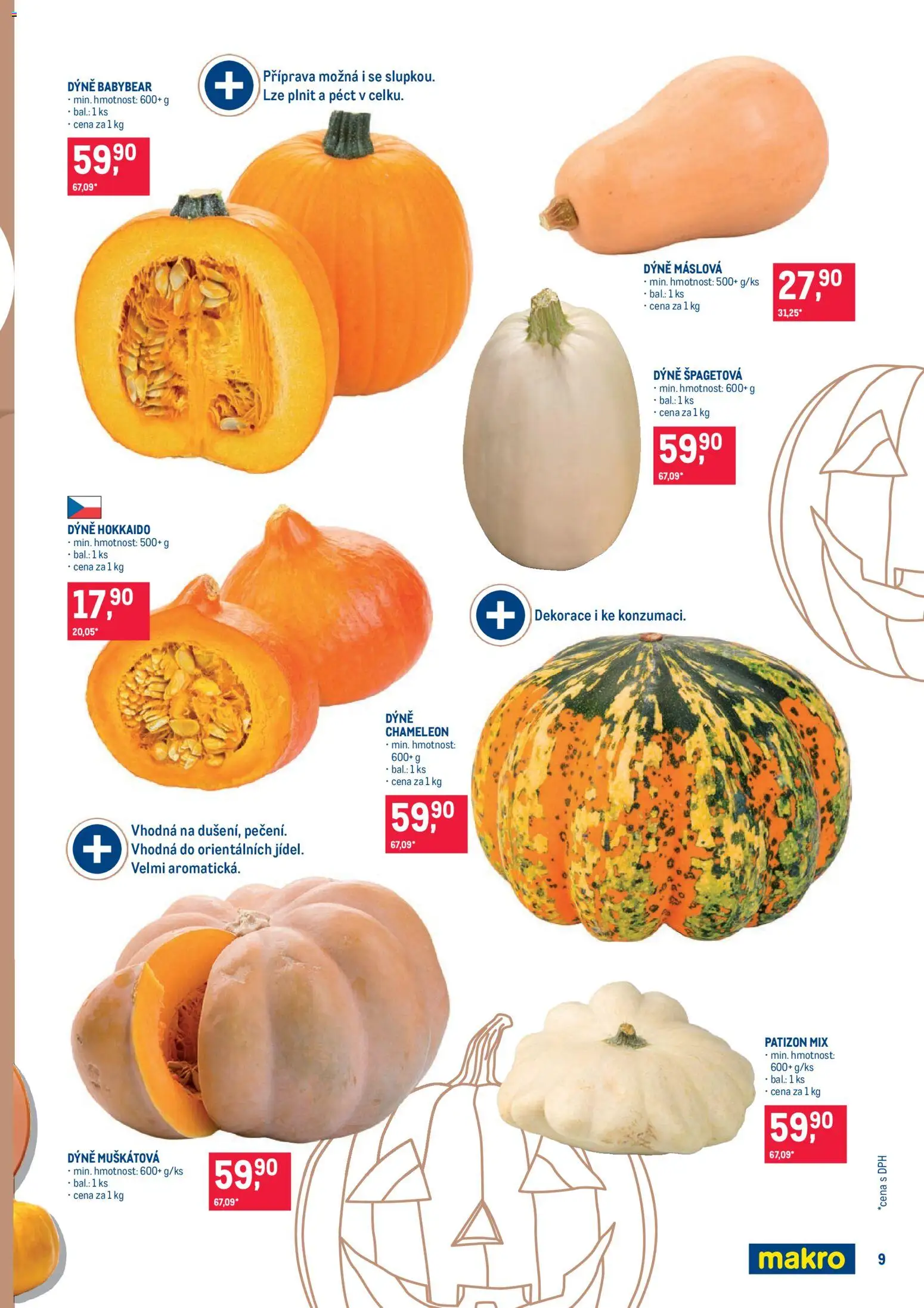 Makro leták - Pro milovníky jídla od 22.10.2025 | Strana: 9 | Produkty: Dýně, Dekorace