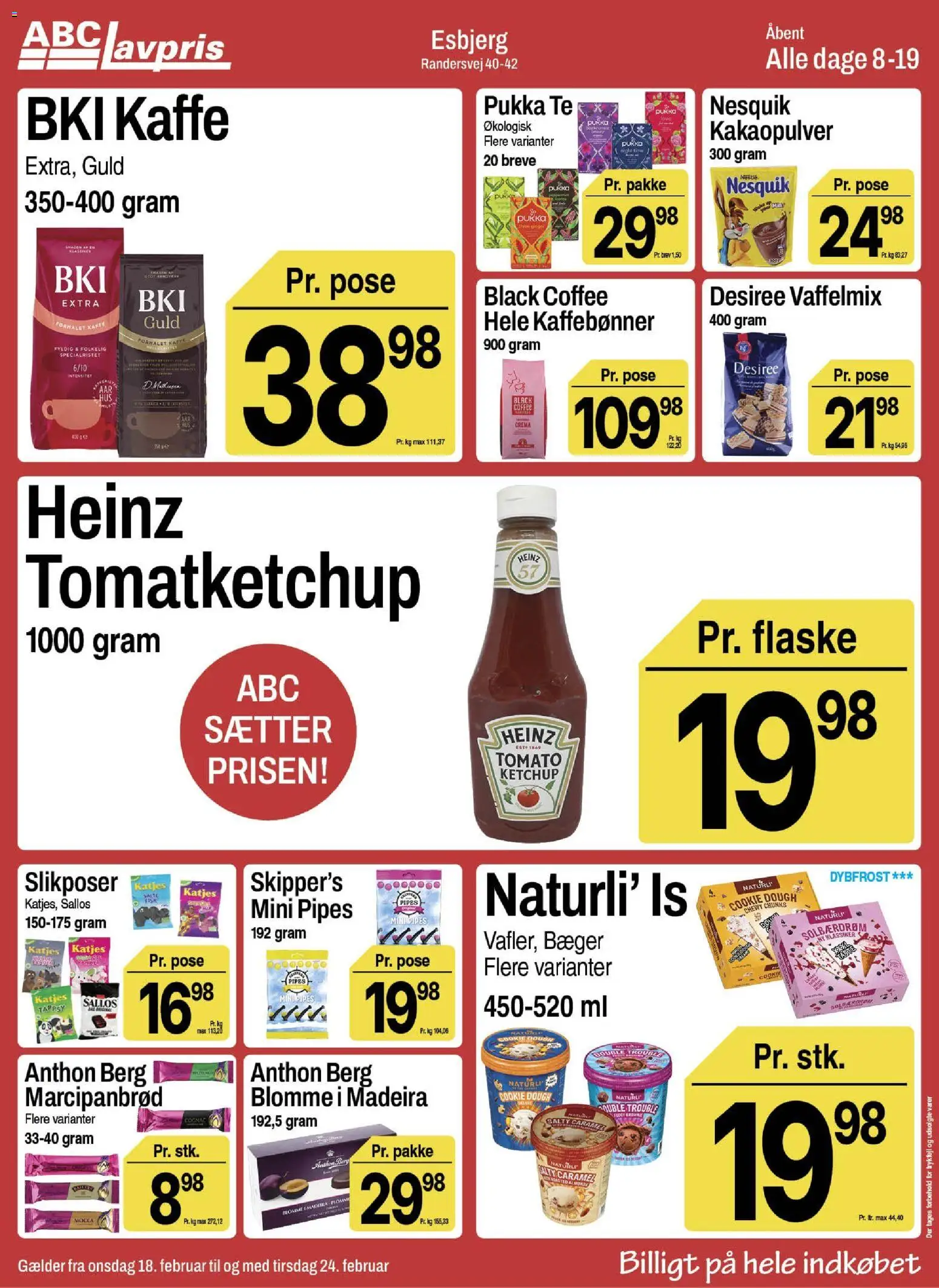 Abc Lavpris tilbudsavis – gyldig fra 18.02.2026 | Side: 10 | Produkter: Kaffe, Te, Marcipanbrød, Kakaopulver