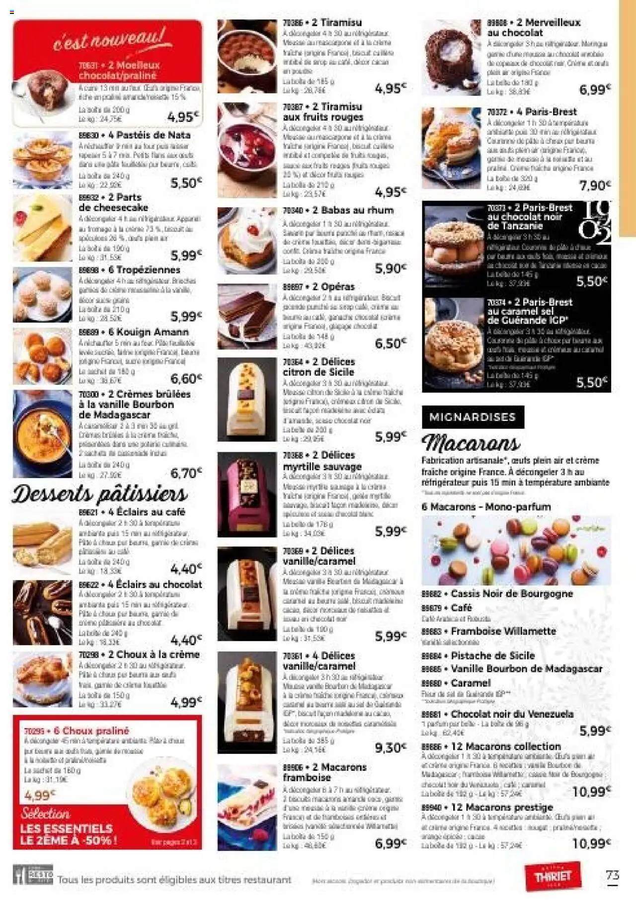 {H1} | Page: 73 | Produits: Framboise, Café, Chocolat, Crème
