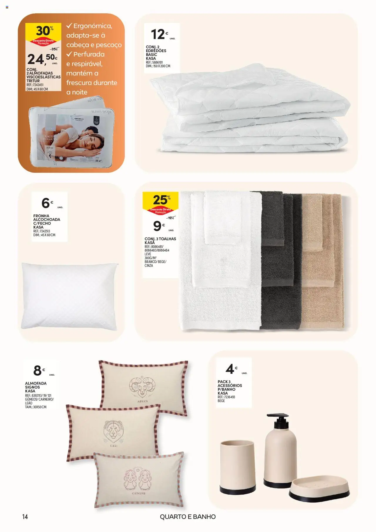 Continente - Açores: Casa Outono │ válido de 14.10.2025 | Página: 14 | Produtos: Fronha, Almofada, Casa de banho, Banho