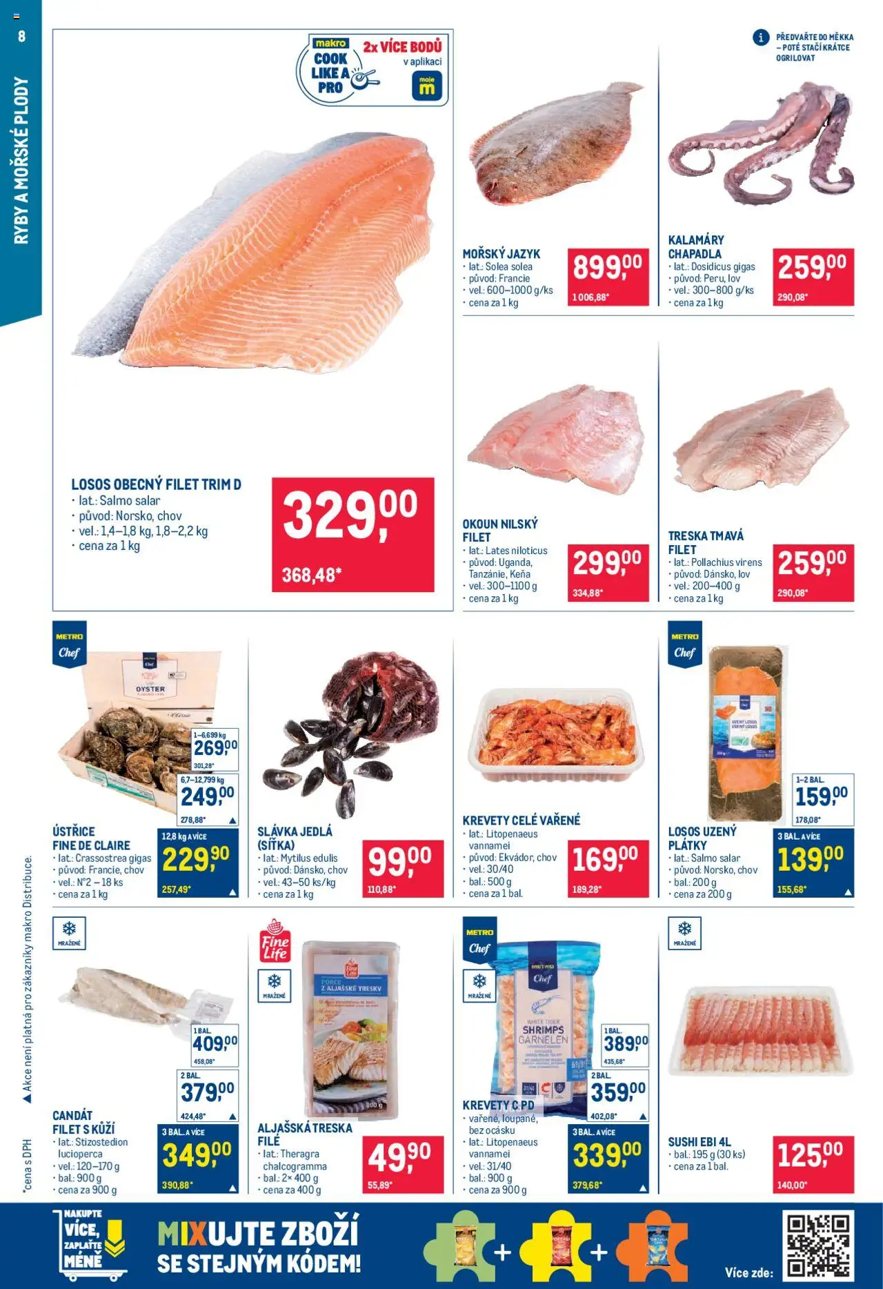 Makro leták - Pro milovníky jídla od 04.06.2025 | Strana: 8 | Produkty: Ryby, Losos, Sushi, Krevety