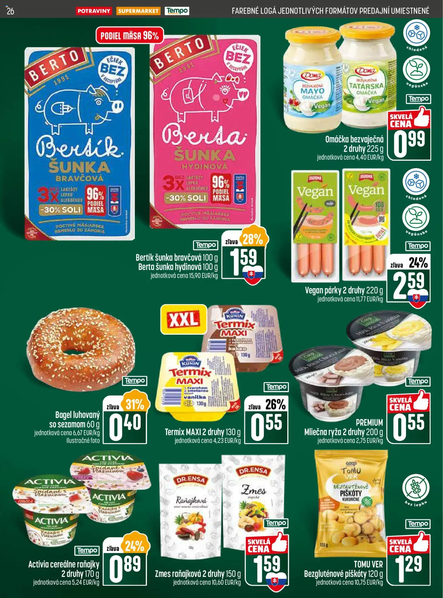 Nové COOP Jednota akcie – leták je platný od 15.01.2026 | Strana: 26 | Produkty: Šunka, Omáčka, Párky, Kakao