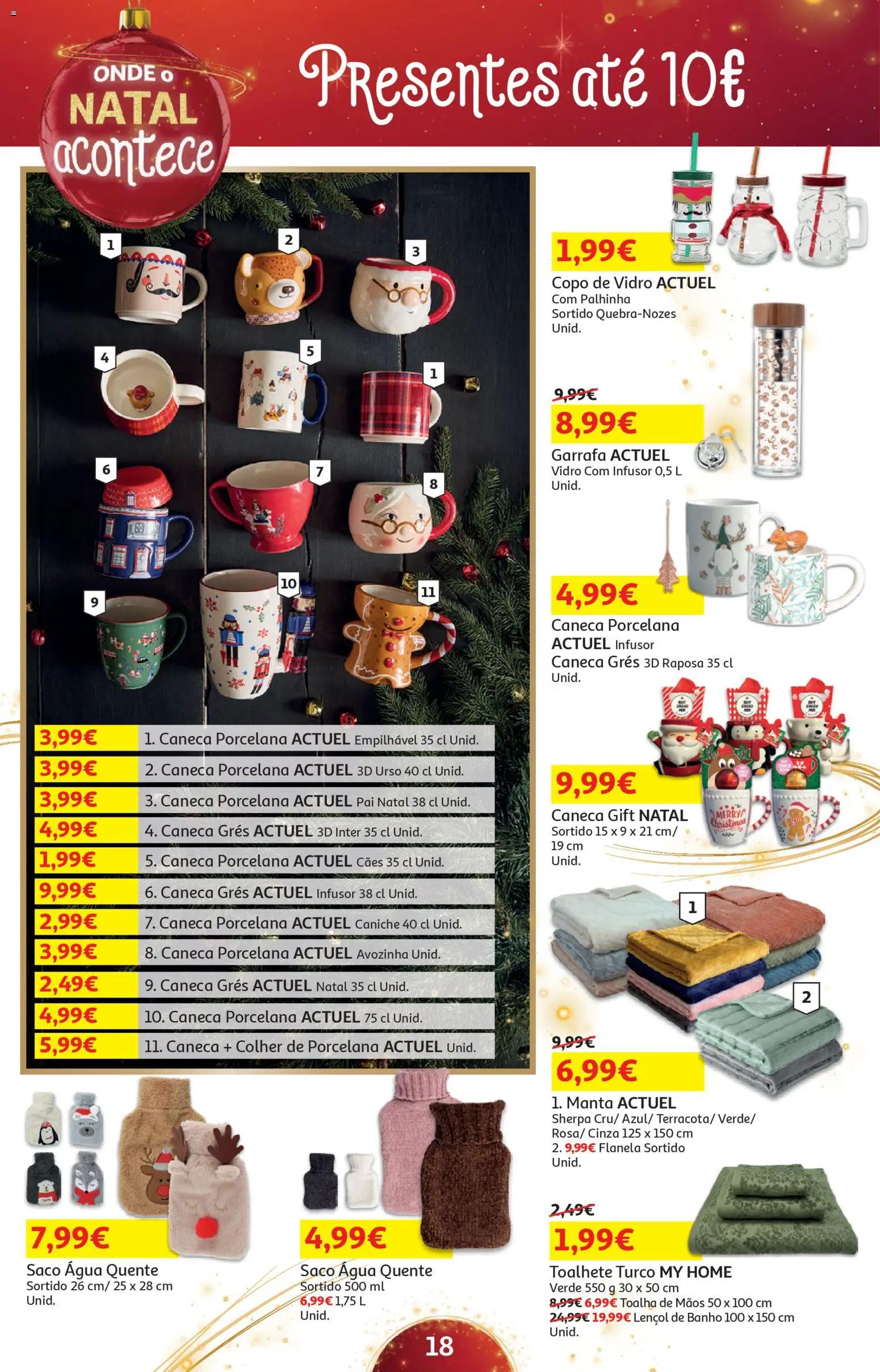 Auchan - Presentes │ válido de 05.12.2025 | Página: 18 | Produtos: Agua, Caneca, Lençol, Banho