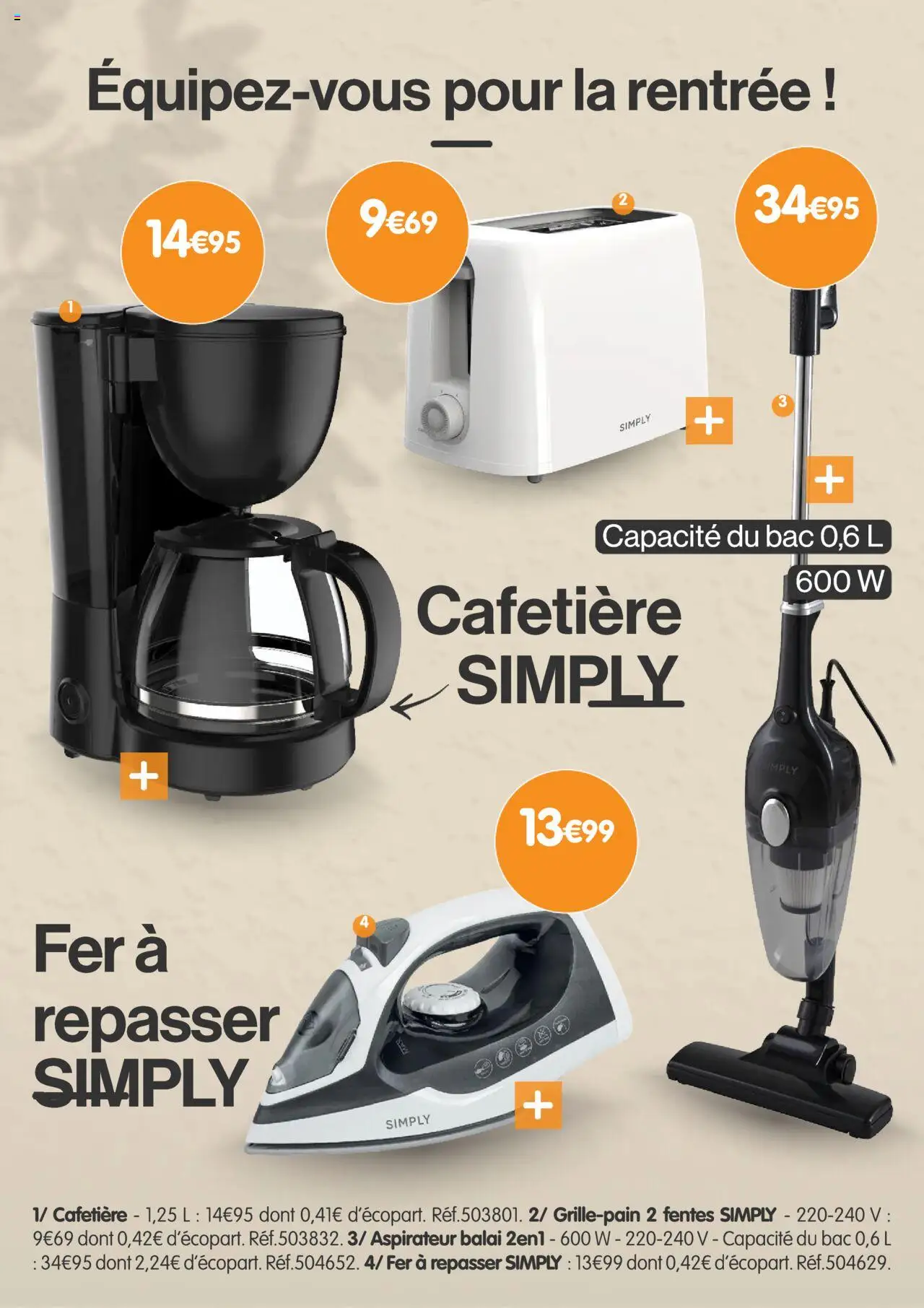  | Page: 16 | Produits: Cafetière, Fer à repasser, Balai, Aspirateur balai
