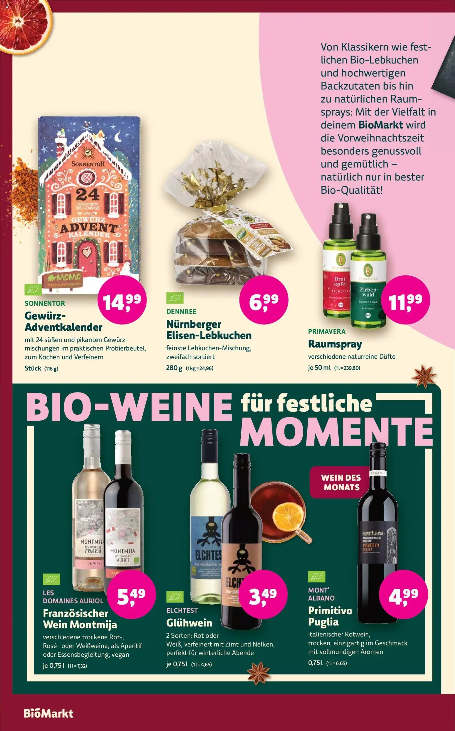 BioMarkt Prospekt – gültig ab 05.11.2025 | Seite: 2 | Produkte: Merlot, Äpfel, Wein