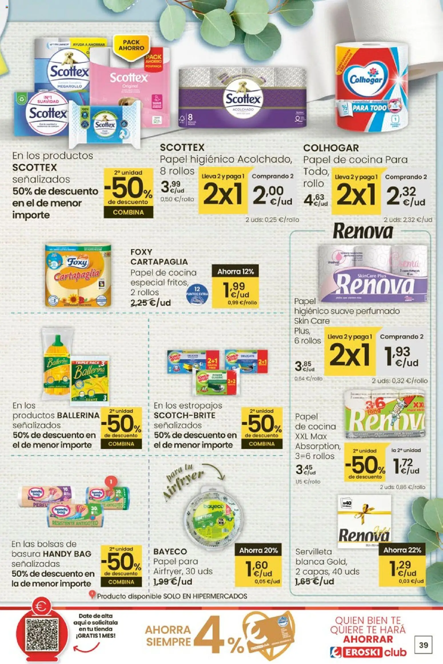 Eroski - Entroido do aforro │ válido desde el 29.01.2026 | Página: 39 | Productos: Papel higienico, Té, Cocina