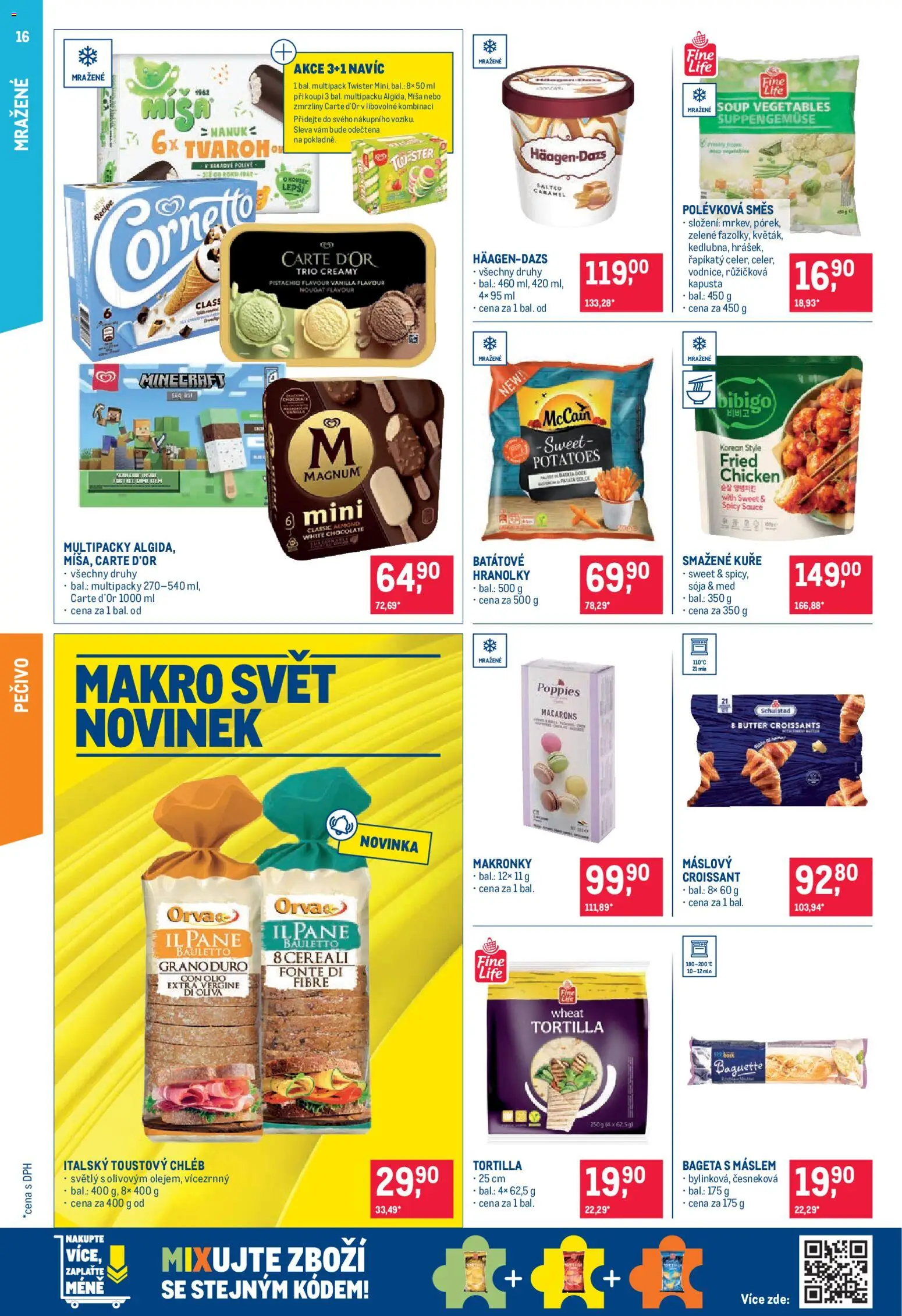 Makro leták - Pro milovníky jídla od 11.03.2026 | Strana: 16 | Produkty: Hranolky, Med, Carte d'or, Bageta