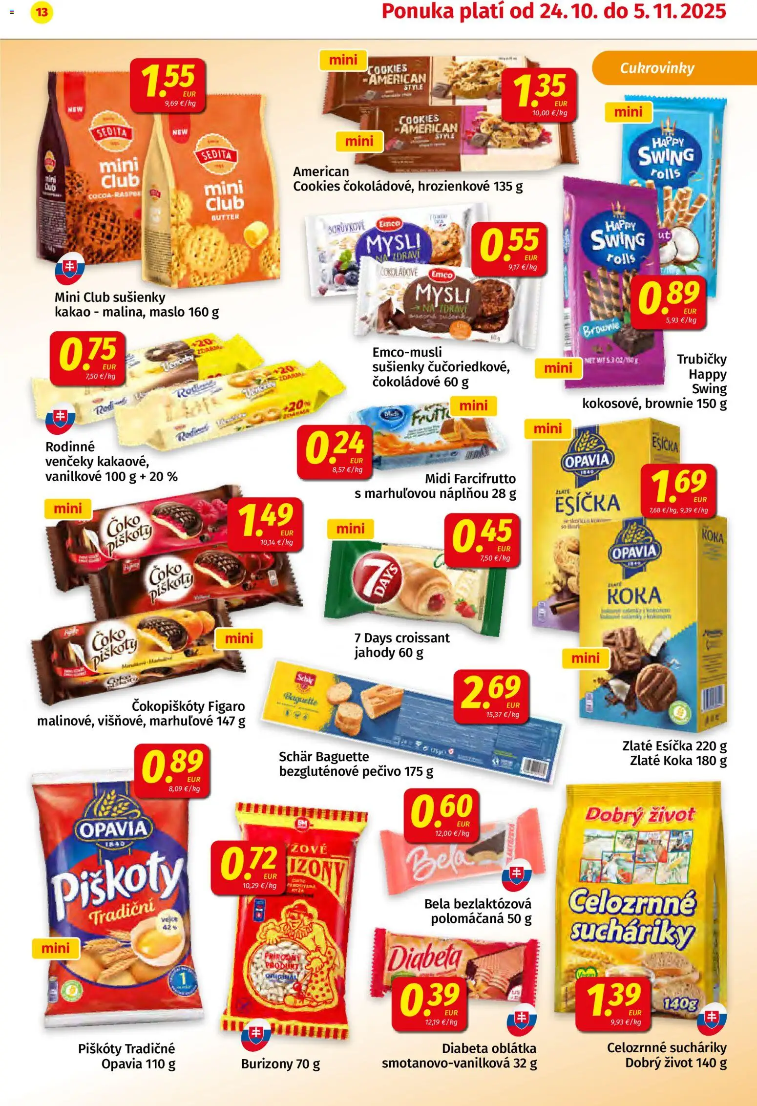 Nové Koruna akcie – leták je platný od 24.10.2025 | Strana: 13 | Produkty: Maslo, Croissant, Jahody, Kakao