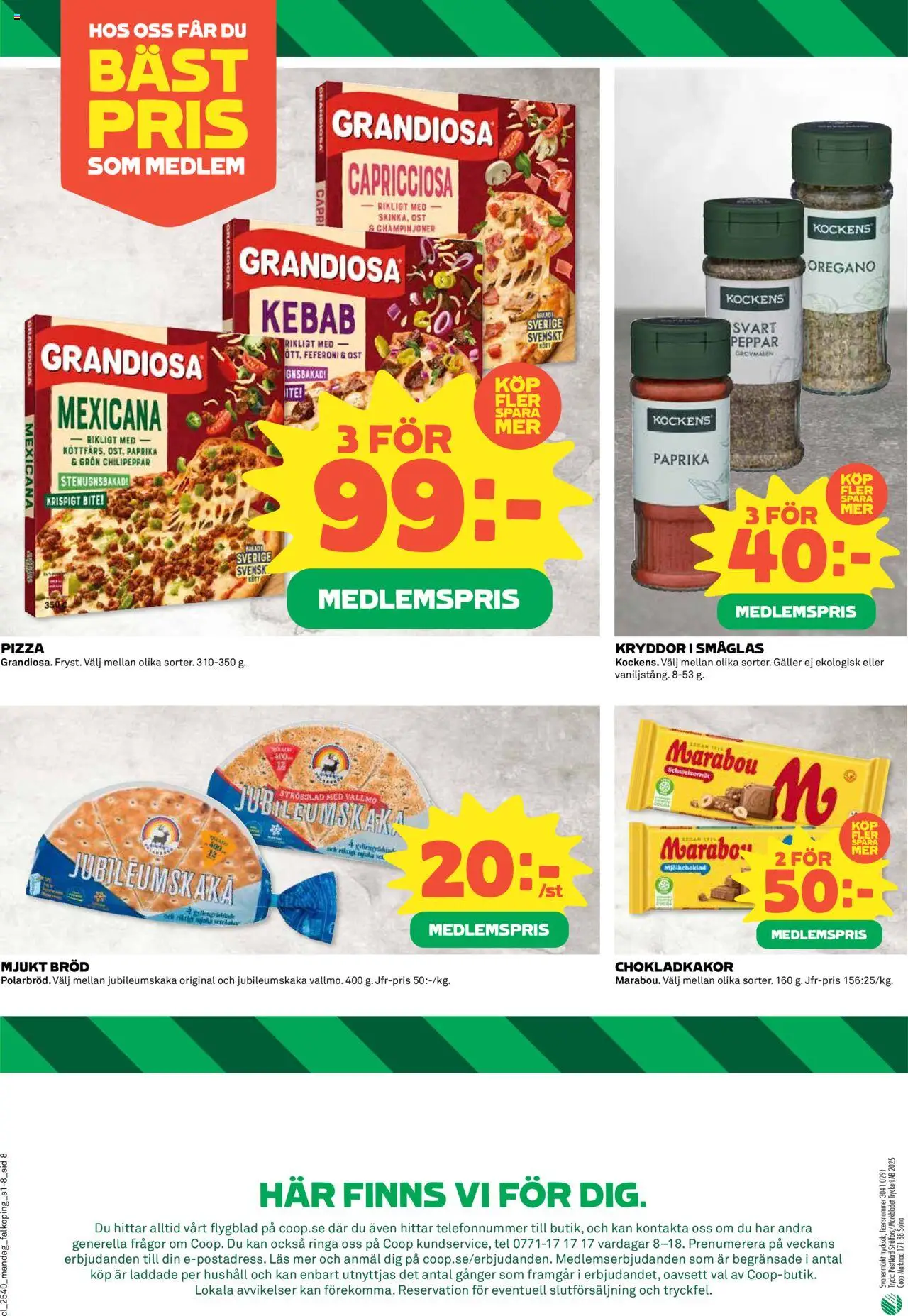 Coop reklamblad aktuell från 29.09.2025 | Sida: 8 | Produkter: Galler, Peppar, Oregano, Pizza