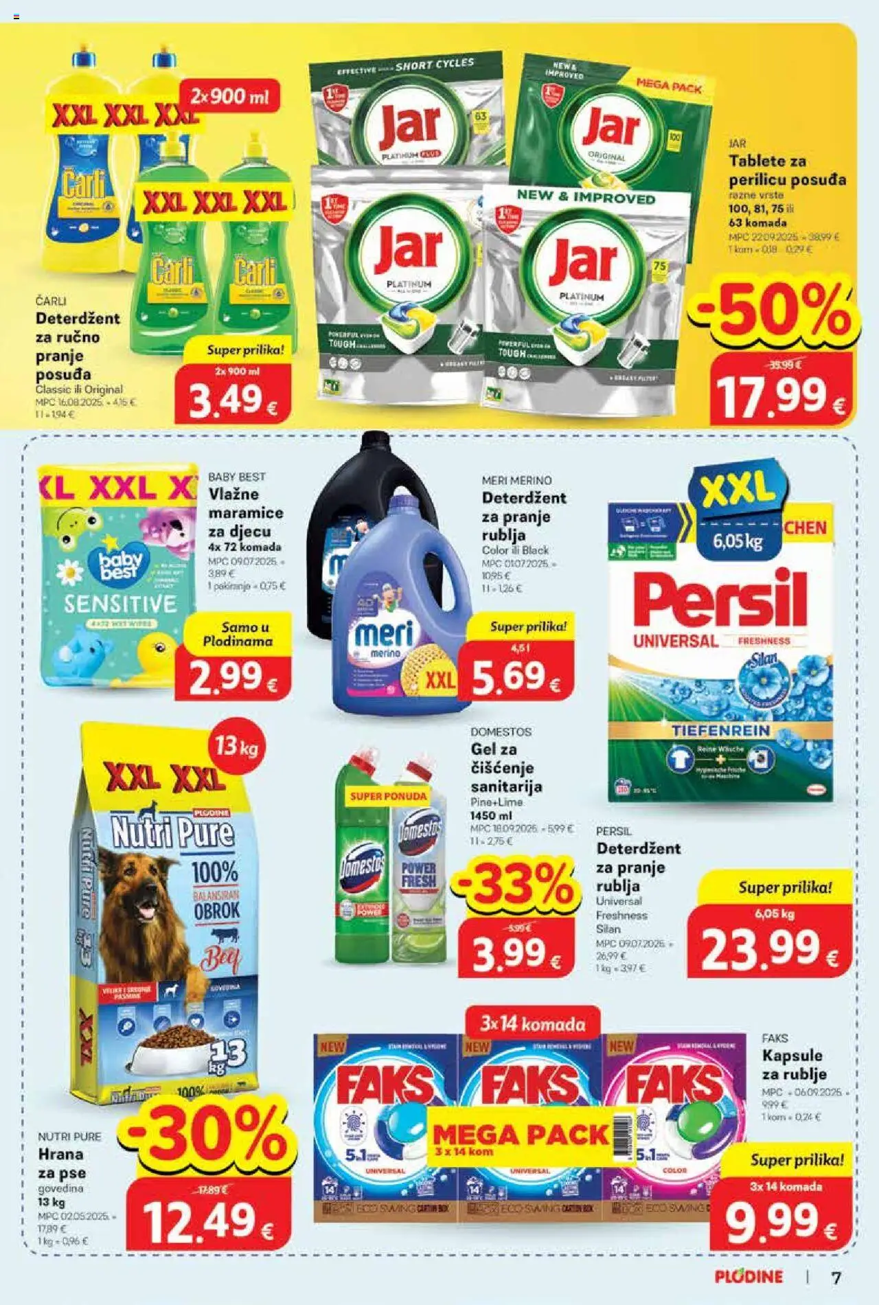 Plodine katalog | vrijedi od 01.10.2025 | Stranica: 7 | Proizvodi: Deterdžent, Tablete za perilicu posuđa, Domestos, Persil