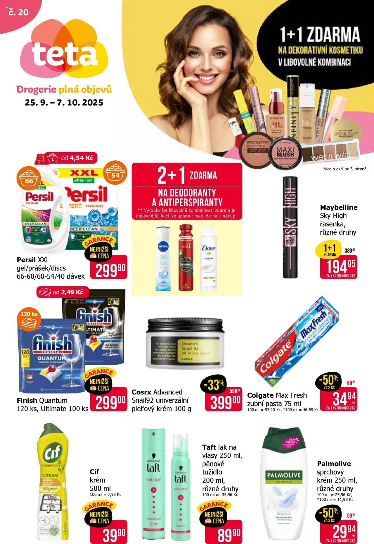 TETA Drogerie leták od 25.09.2025 | Strana: 1 | Produkty: Zubní pasta, Krém, Lak na vlasy, Tužidlo