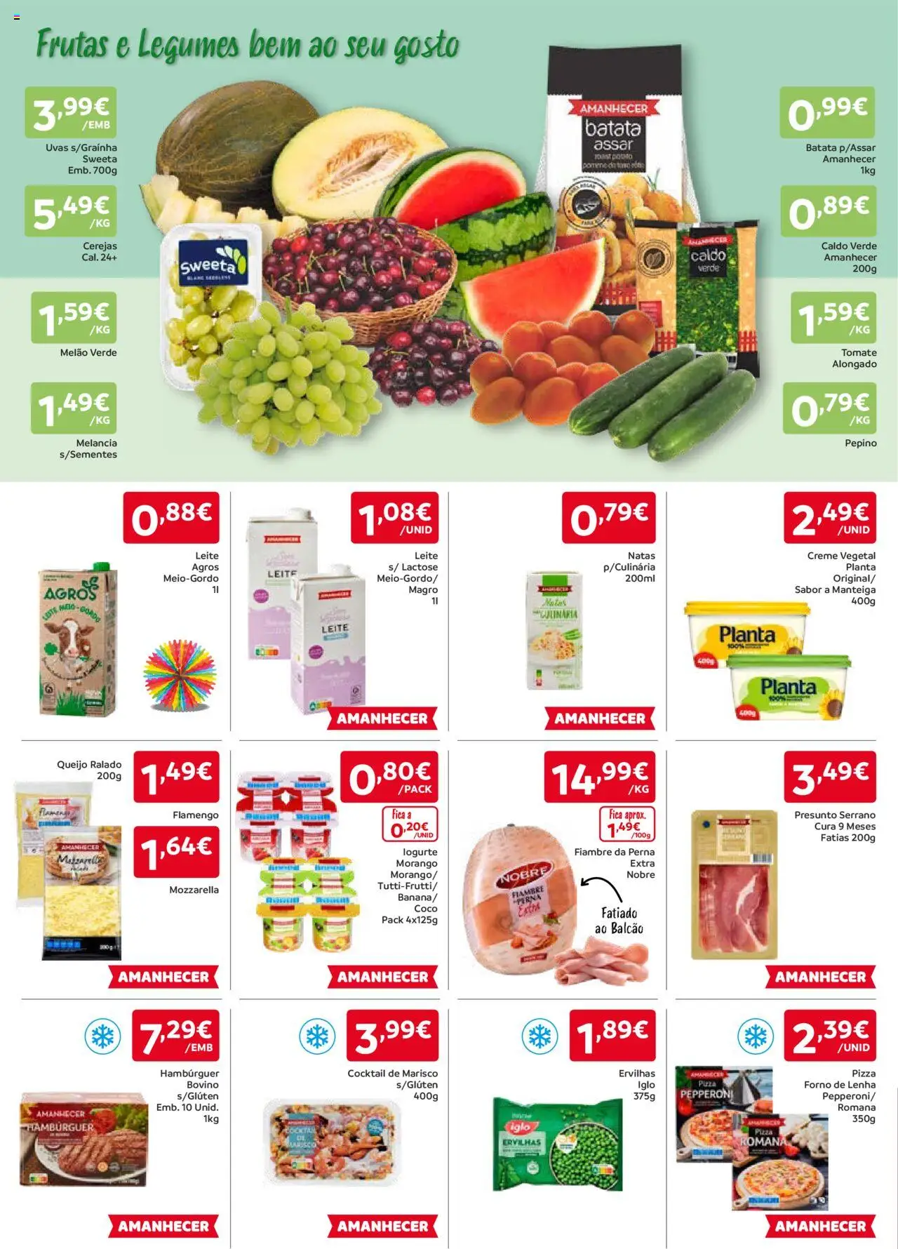 Amanhecer folheto │ válido de 19.06.2025 | Página: 2 | Produtos: Hambúrguer, Pizza, Melancia, Creme