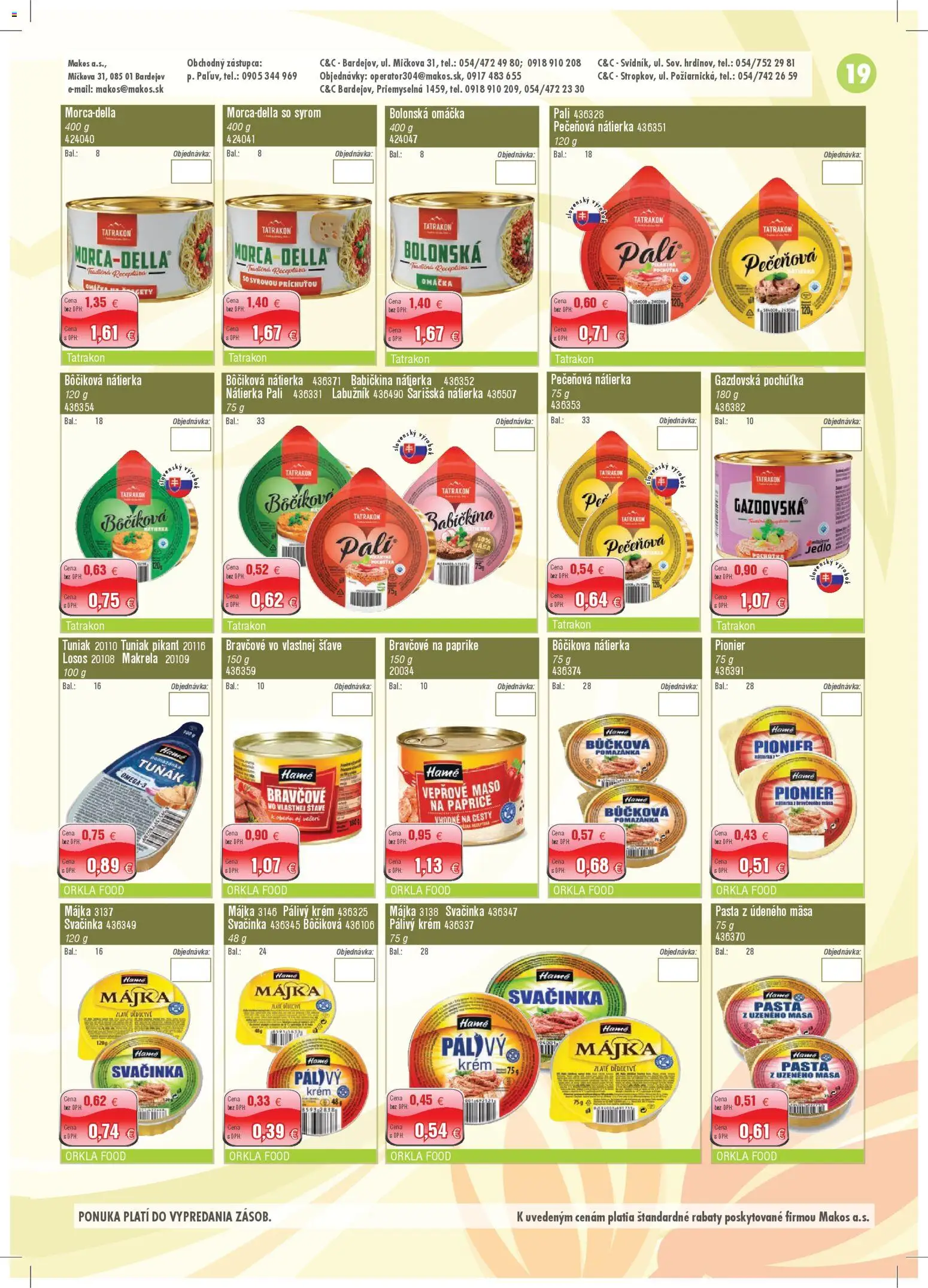 Nové Makos akcie – leták je platný od 03.11.2025 | Strana: 19 | Produkty: Tuniak, Losos, Krém, Omáčka