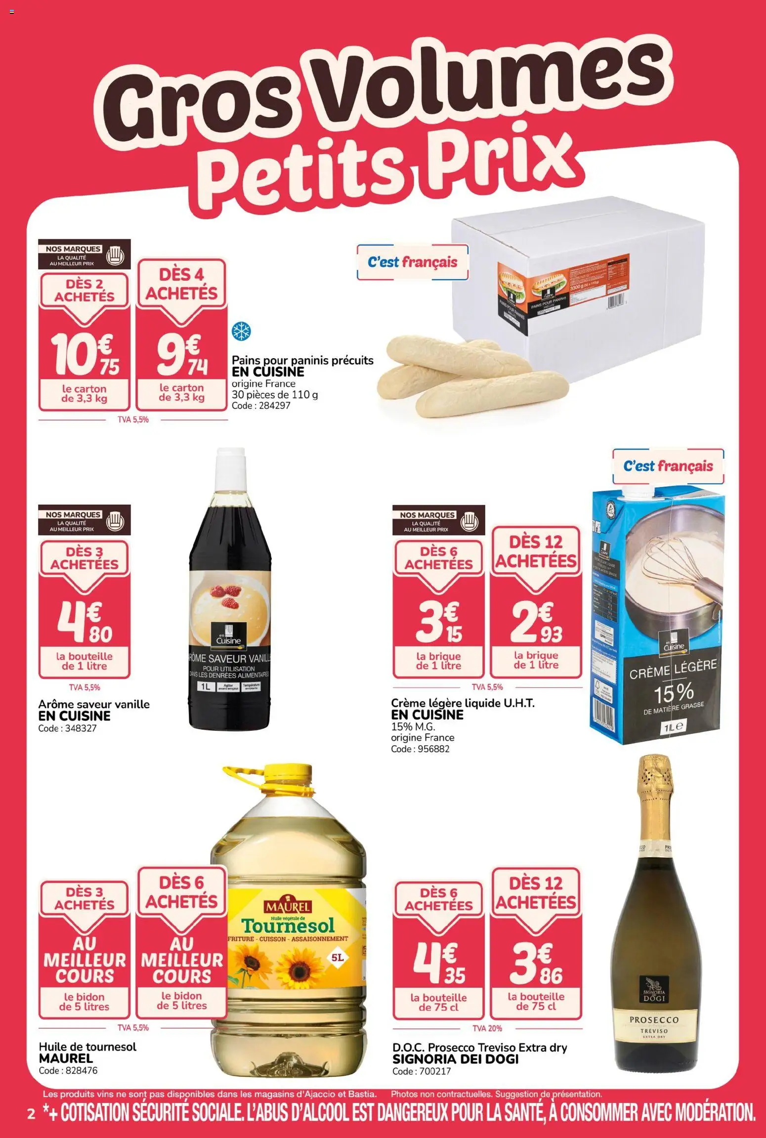 {H1} | Page: 2 | Produits: Prosecco, Huile de tournesol, Huile, Crème