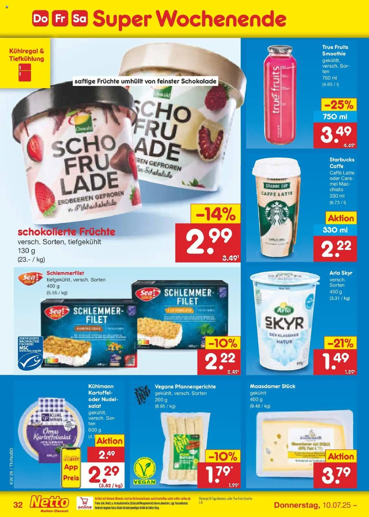 Netto Marken-Discount prospekt Herzberg	 - gültig ab dem 07.07.2025 | Seite: 48 | Produkte: Starbucks, Arla skyr, Pasta, Erdbeeren