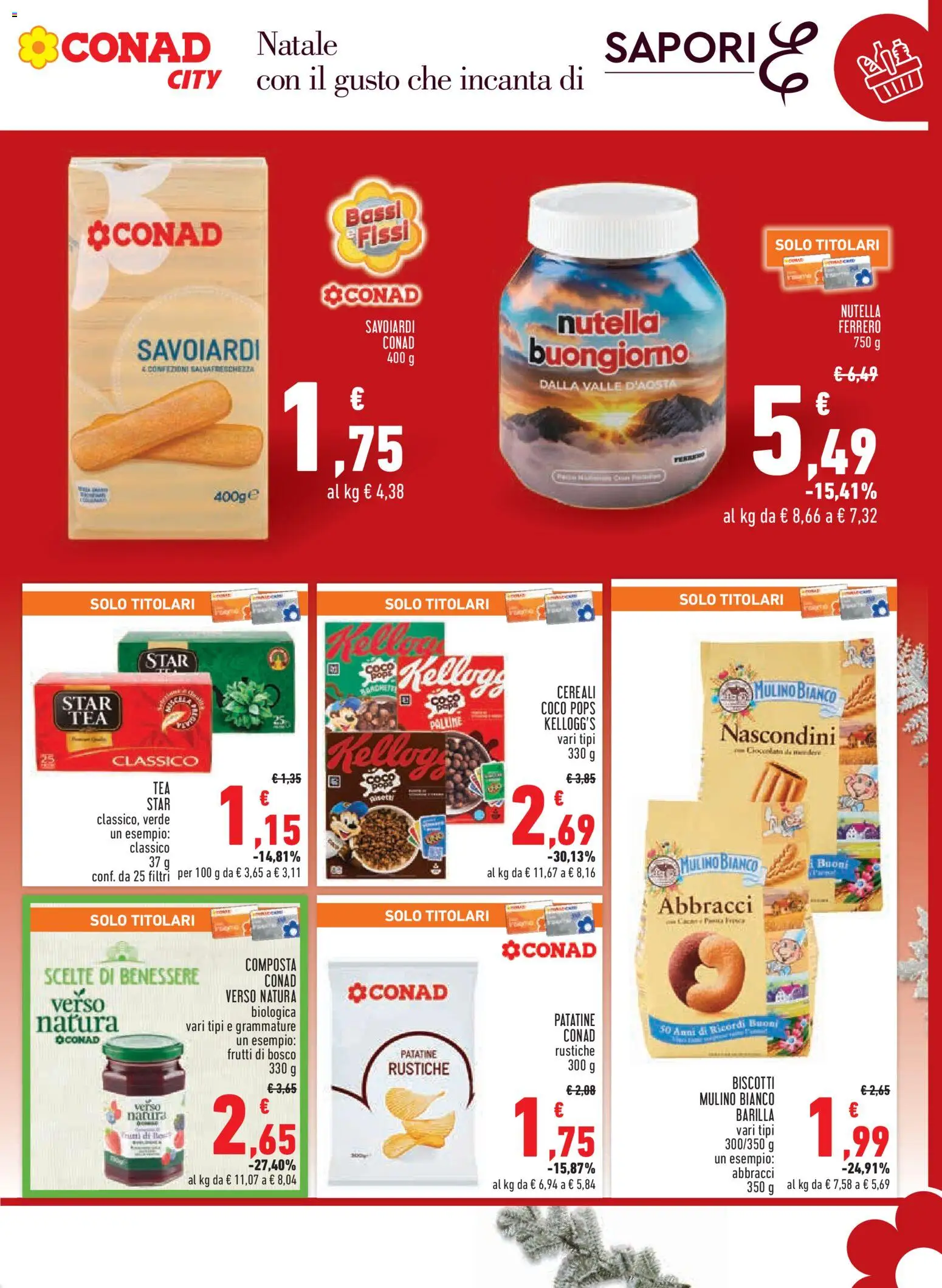 Volantino Conad del 15.12.2025 | Pagina: 13 | Prodotti: Cereali, Patatine, Nutella, Savoiardi