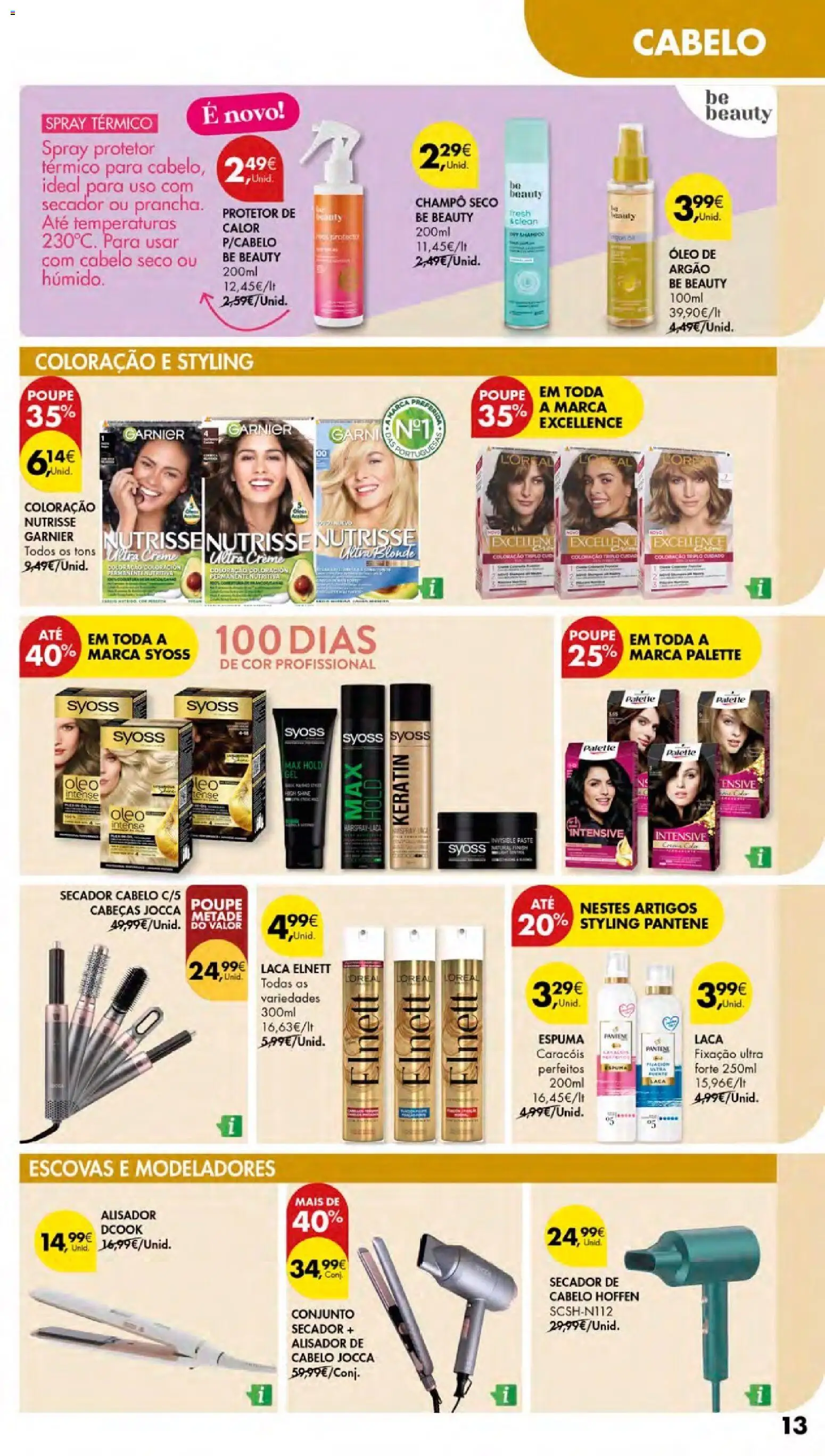 Pingo Doce - Cuidados Pessoais e para o Lar Açores │ válido de 26.02.2026 | Página: 13 | Produtos: Secador, Secador de cabelo, Óleo, Creme