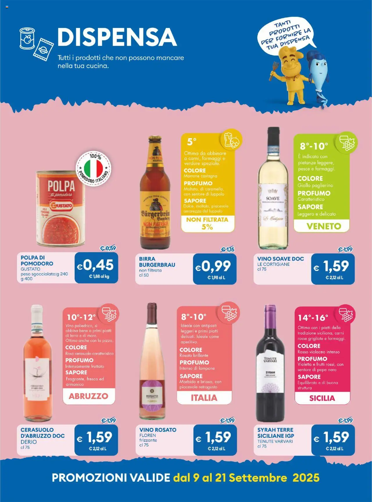 Volantino MD Discount del 09.09.2025 | Pagina: 21 | Prodotti: Birra, Pesce, Vino, Terra