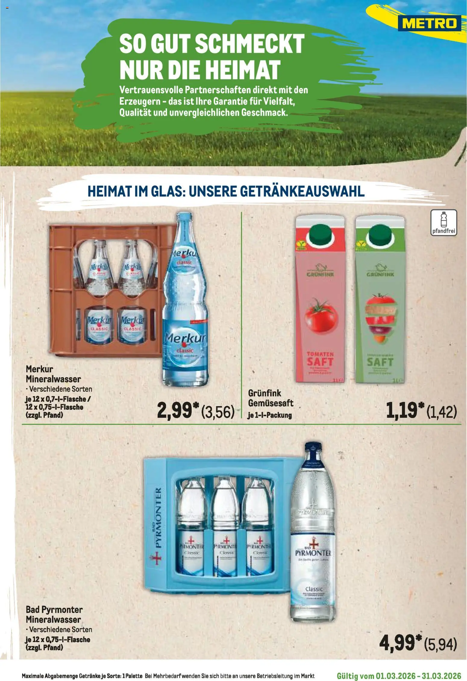 Metro Regionaler Flyer – gültig ab 01.03.2026 | Seite: 11 | Produkte: Bad, Tomaten, Mineralwasser, Saft