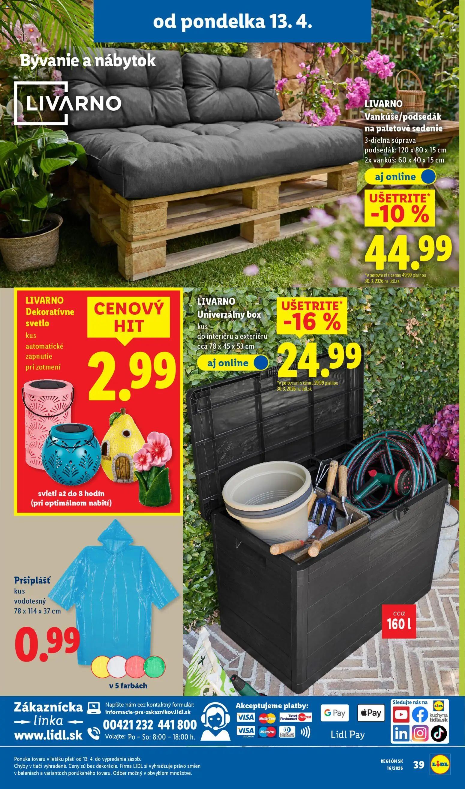 Nové Lidl akcie – leták je platný od 13.04.2026 | Strana: 43 | Produkty: Nábytok, Kuchyňa, Vankúš, Svetlo