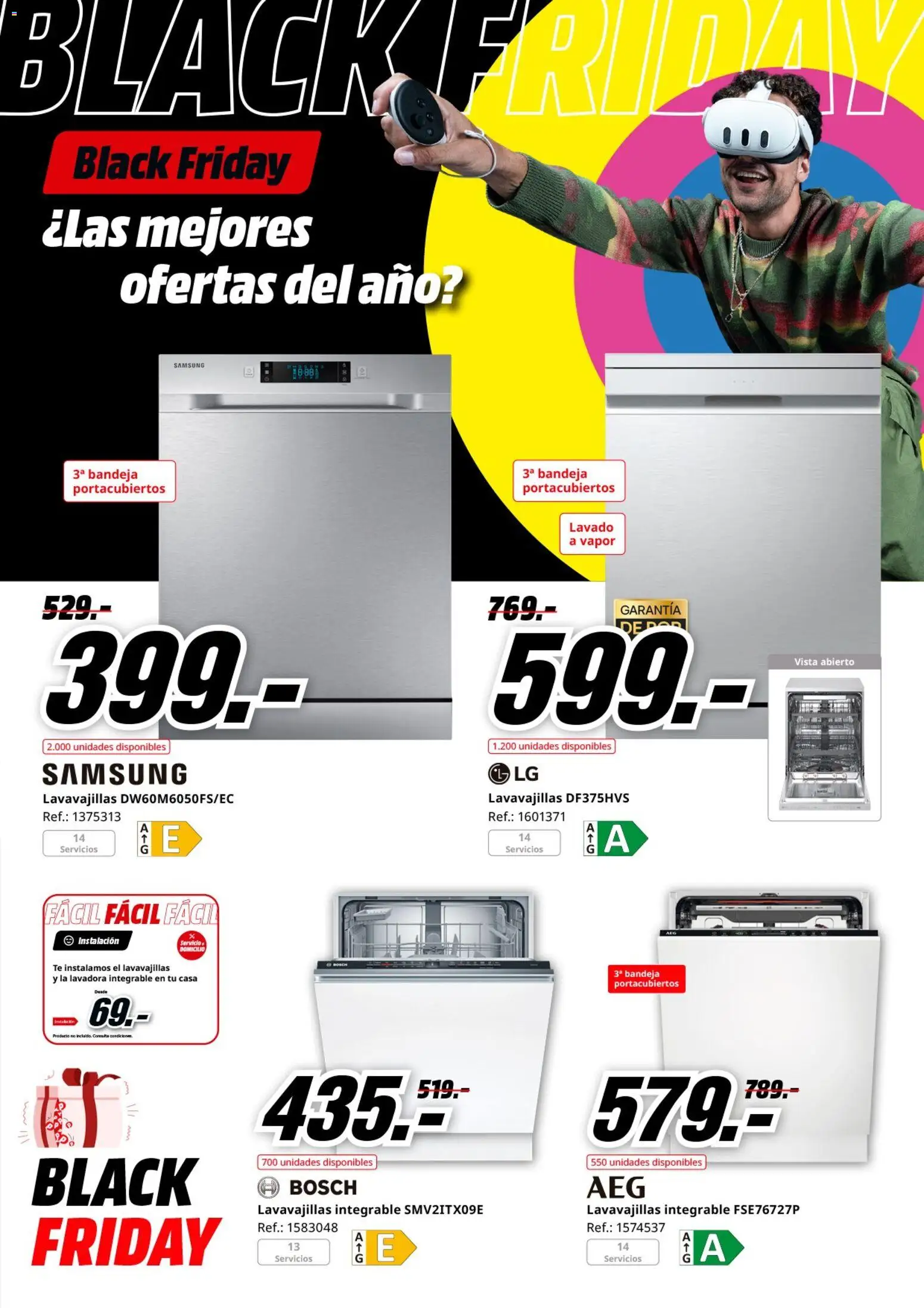 Media Markt Black Friday │ válido desde el 21.11.2025 | Página: 4 | Productos: Té, Lavadora, Lavavajillas, Bandeja