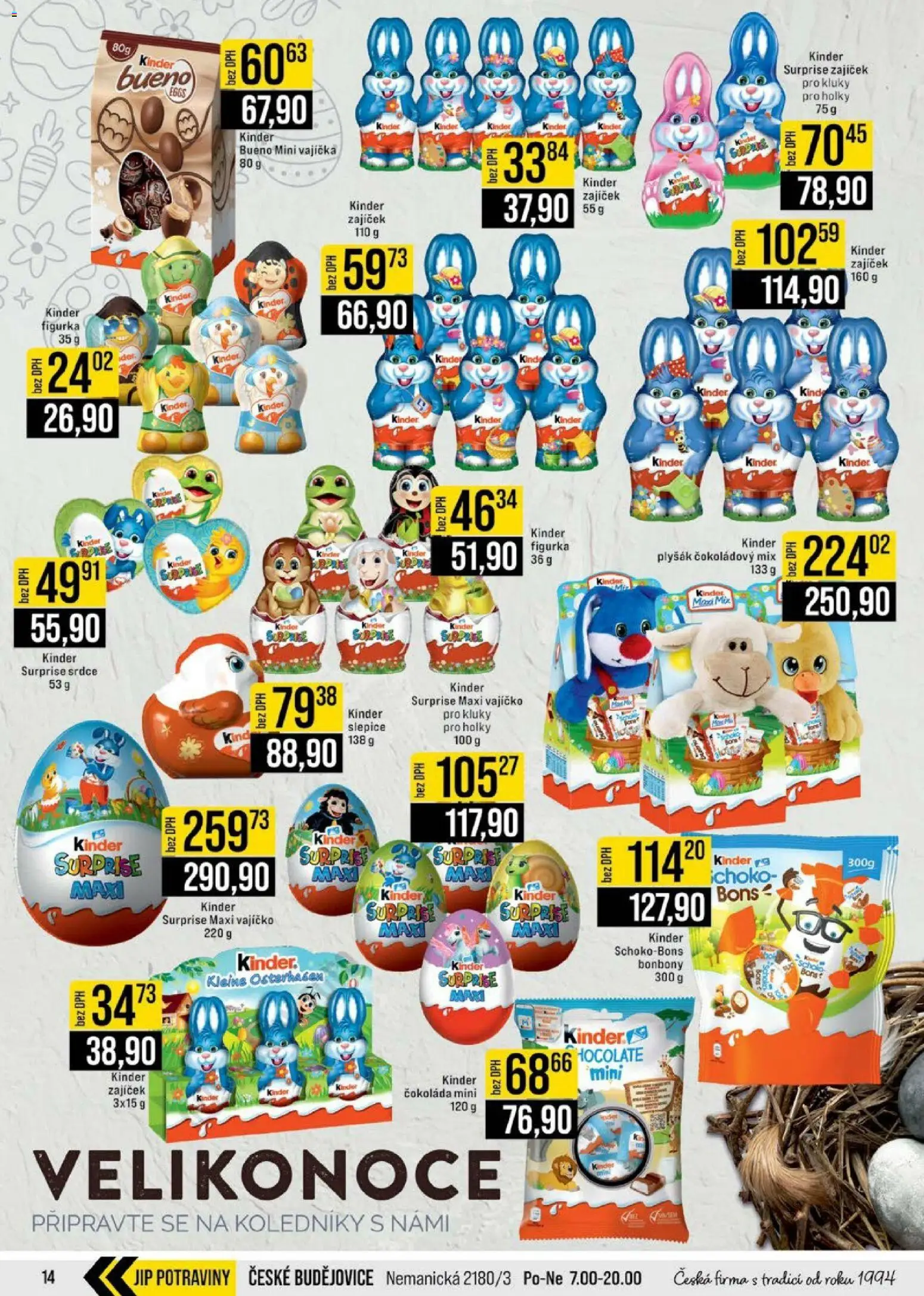 Jip leták - Cash & Carry od 11.03.2026 | Strana: 14 | Produkty: Kinder surprise maxi, Bonbóny, Kinder, Plyšák