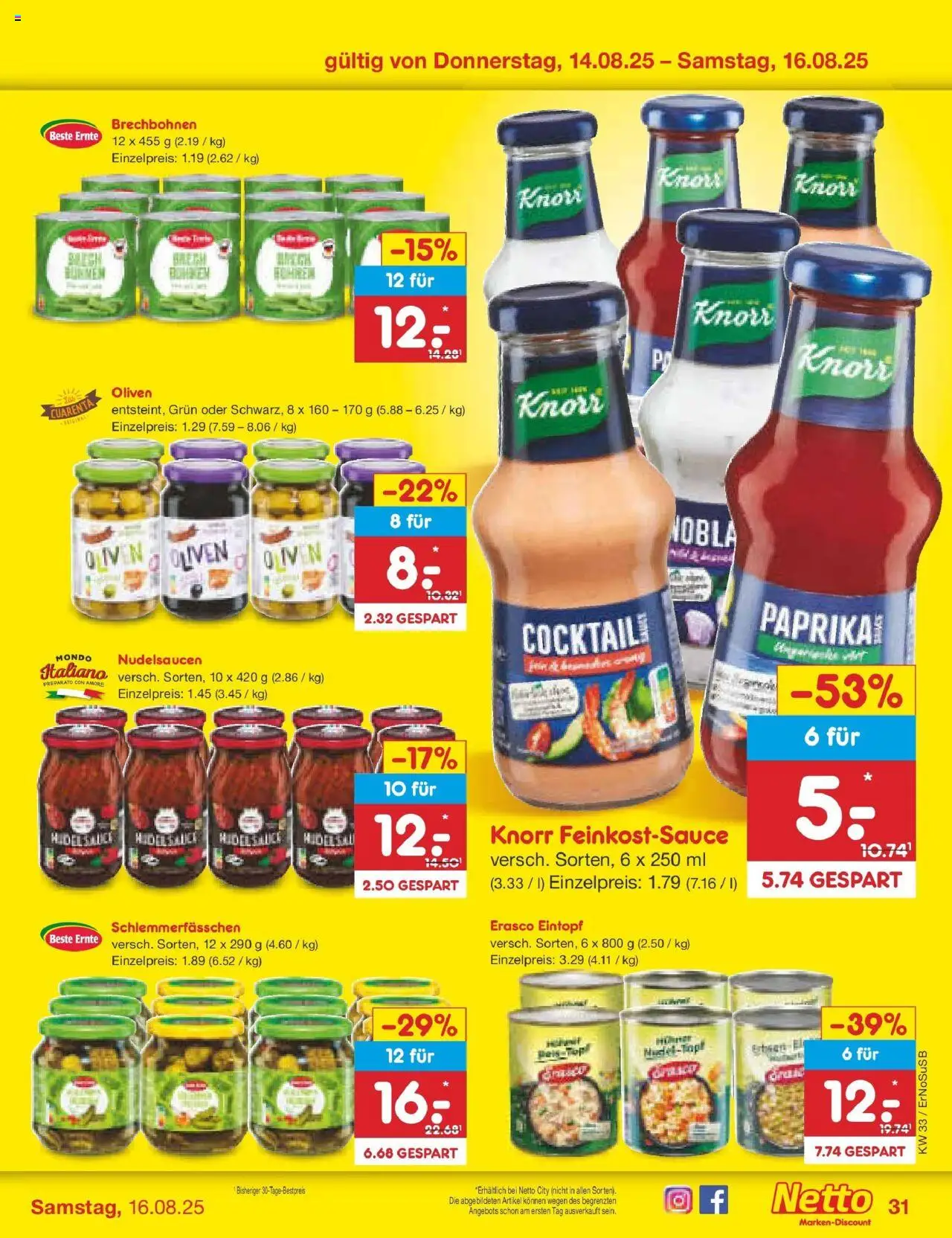 Netto Marken-Discount prospekt Erfurt	 - gültig ab dem 11.08.2025 | Seite: 49 | Produkte: Knorr, Erasco