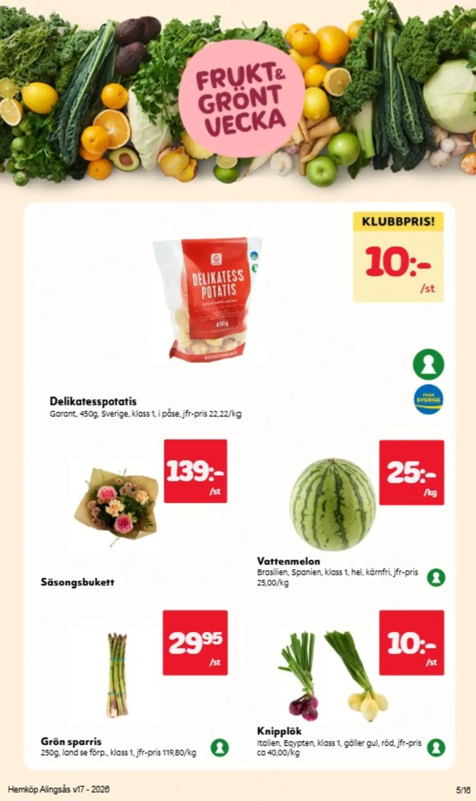 Hemköp reklamblad aktuell från 20.04.2026 | Sida: 12 | Produkter: Galler, Vattenmelon, Potatis, Sparris