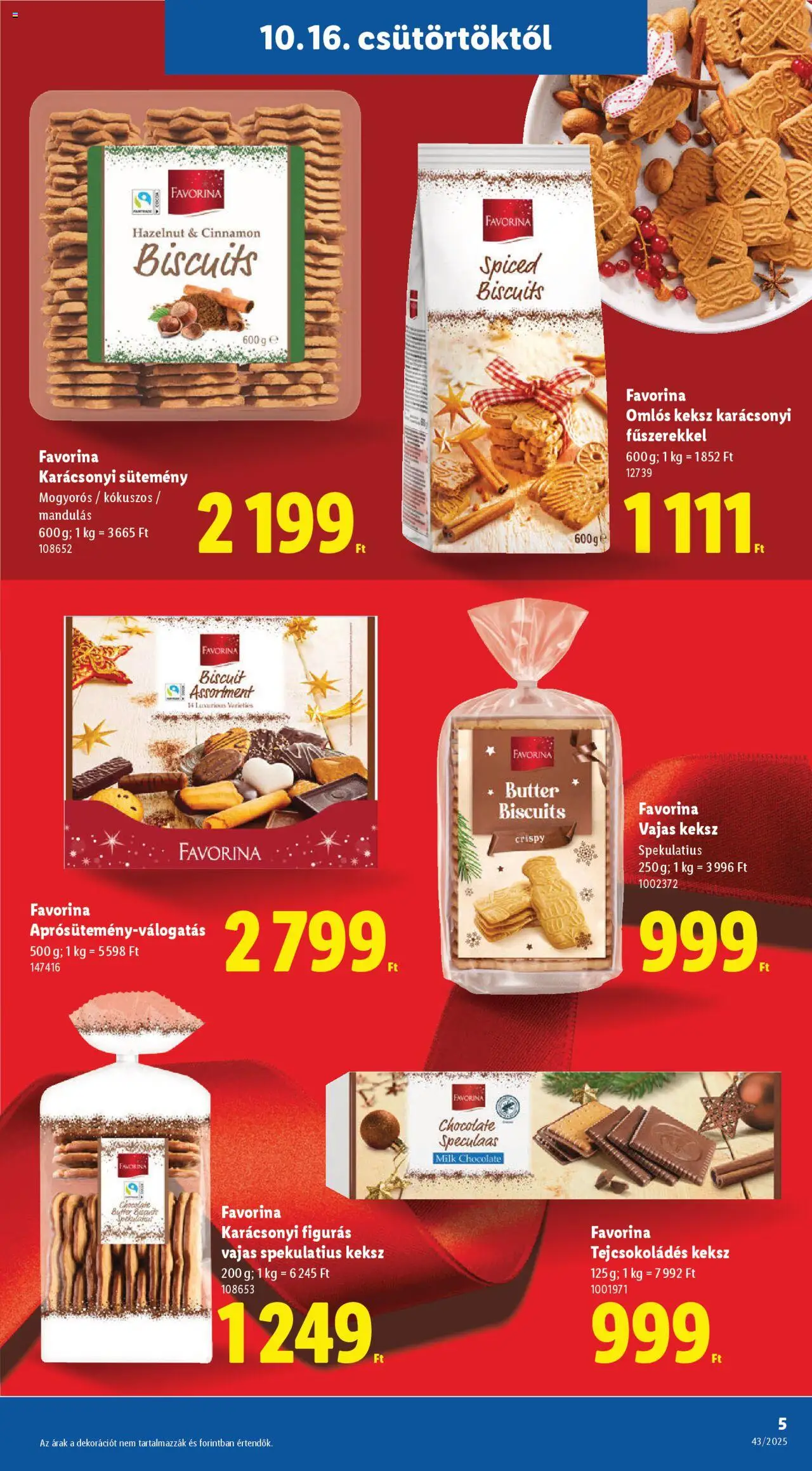 Lidl akciós ujság - amely érvényes a következő dátumtól: 16.10.2025 | Oldal: 5 | Termékek: Sütemény, Keksz