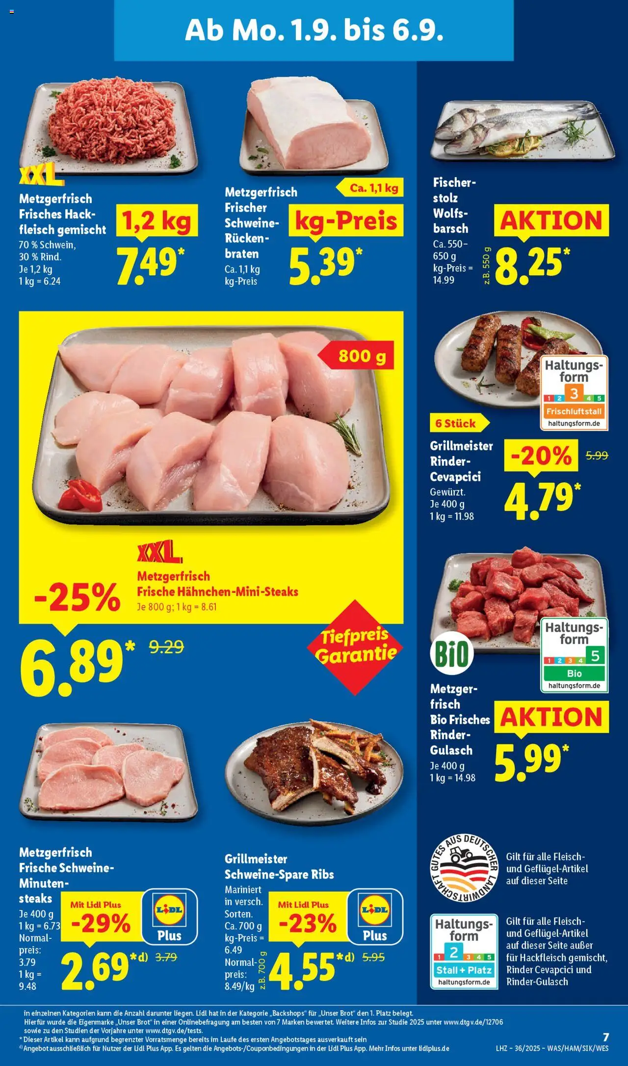 Lidl Prospekt Lüchow	 - gültig ab dem 01.09.2025 | Seite: 13 | Produkte: Rindergulasch, Brot, Fleisch, Hackfleisch