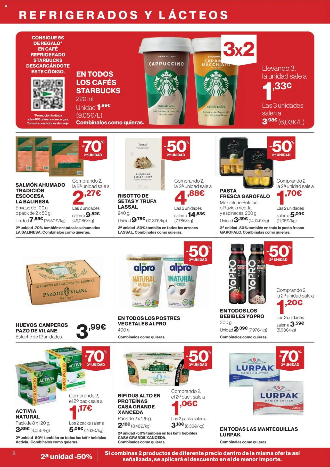 Hipercor catálogo │ válido desde el 31.07.2025 | Página: 8 | Productos: Café, Τυρόπιτα, Pasta, Salmón ahumado