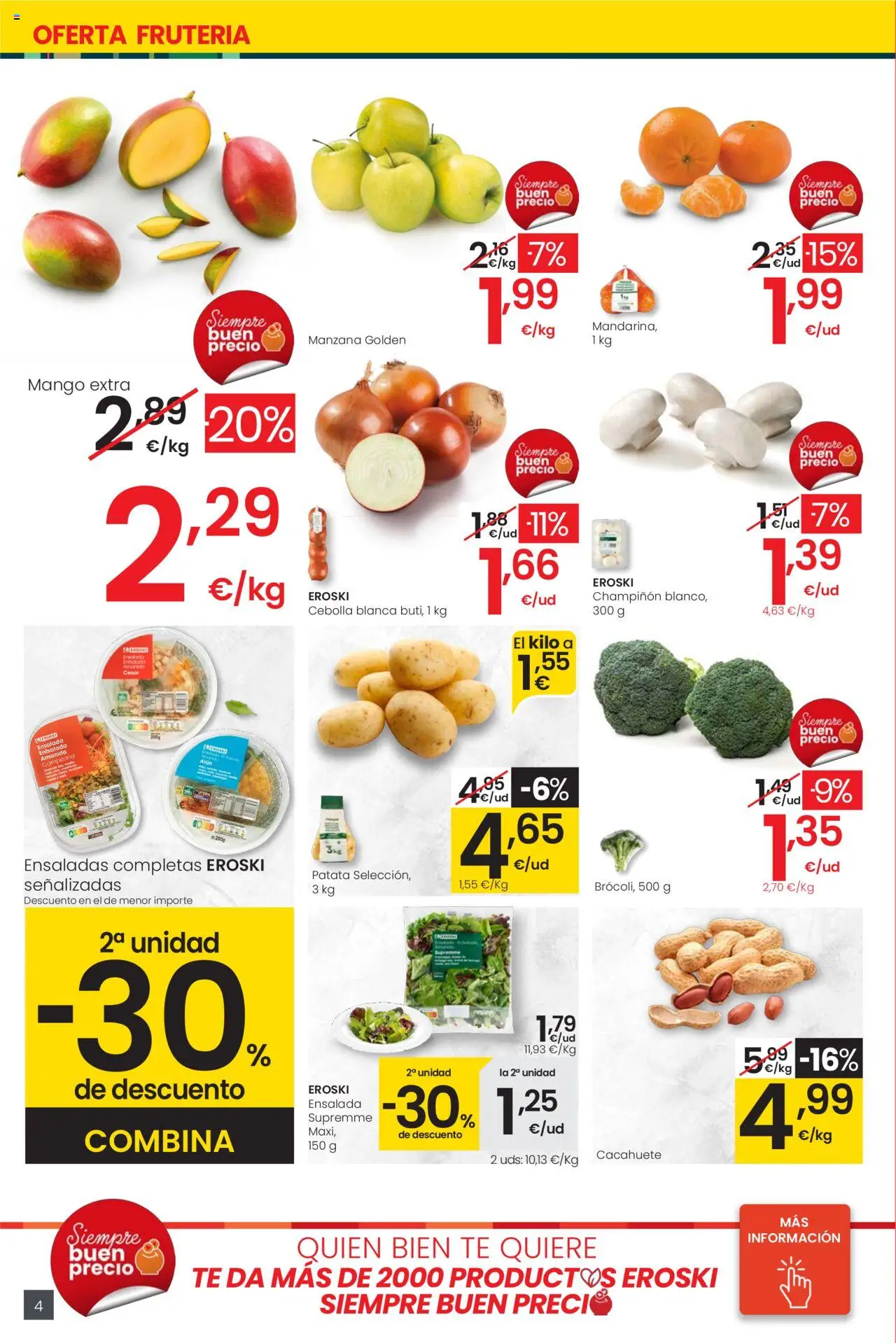 Eroski - Precio más bajo Center │ válido desde el 02.10.2025 | Página: 4 | Productos: Manzana, Ensalada, Παγωμένο τσάι, Ρούτερ