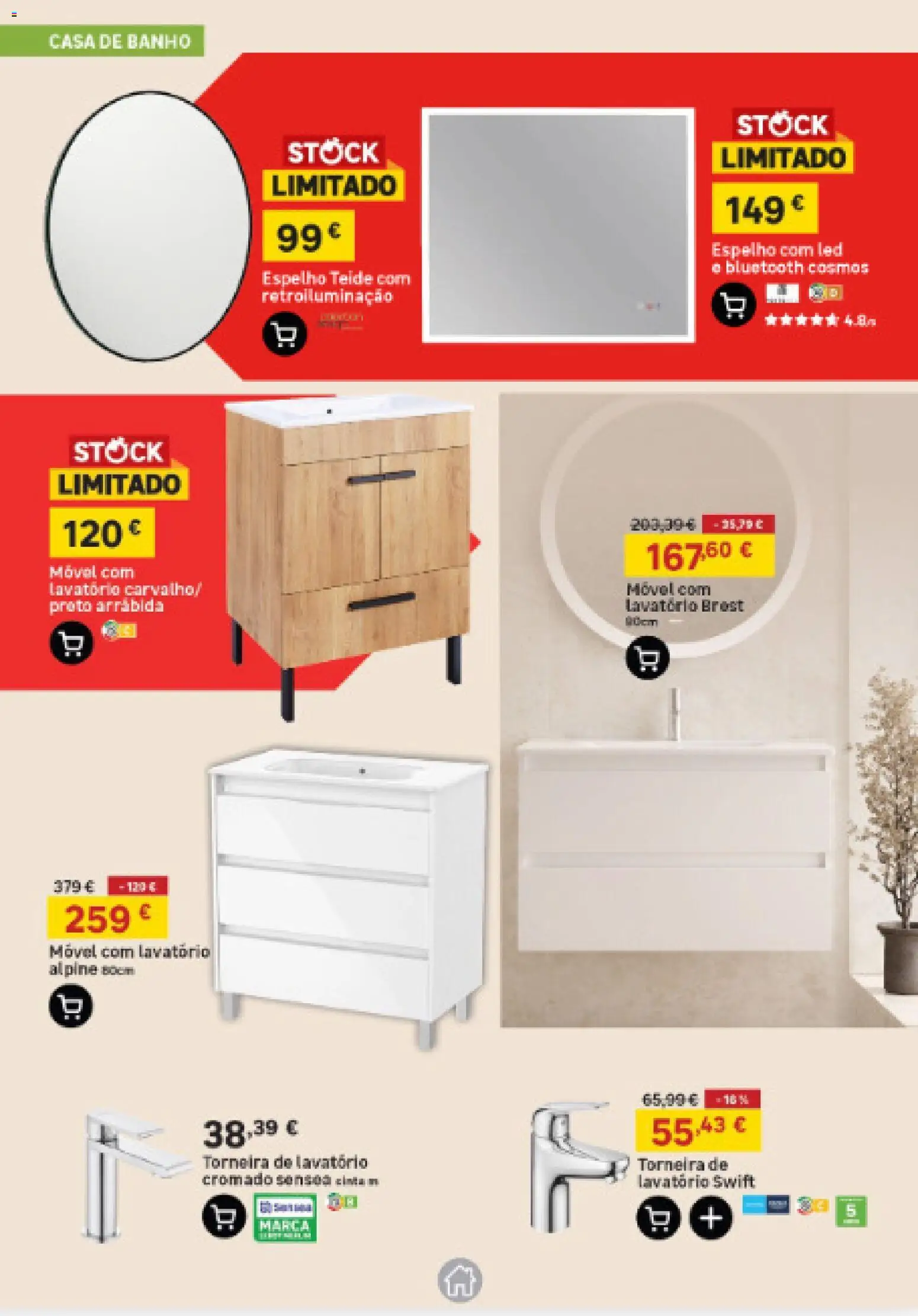 Leroy Merlin Arquipélago dos Açores │ válido de 26.03.2026 | Página: 13 | Produtos: Torneira, Lavatório, Casa de banho, Espelho