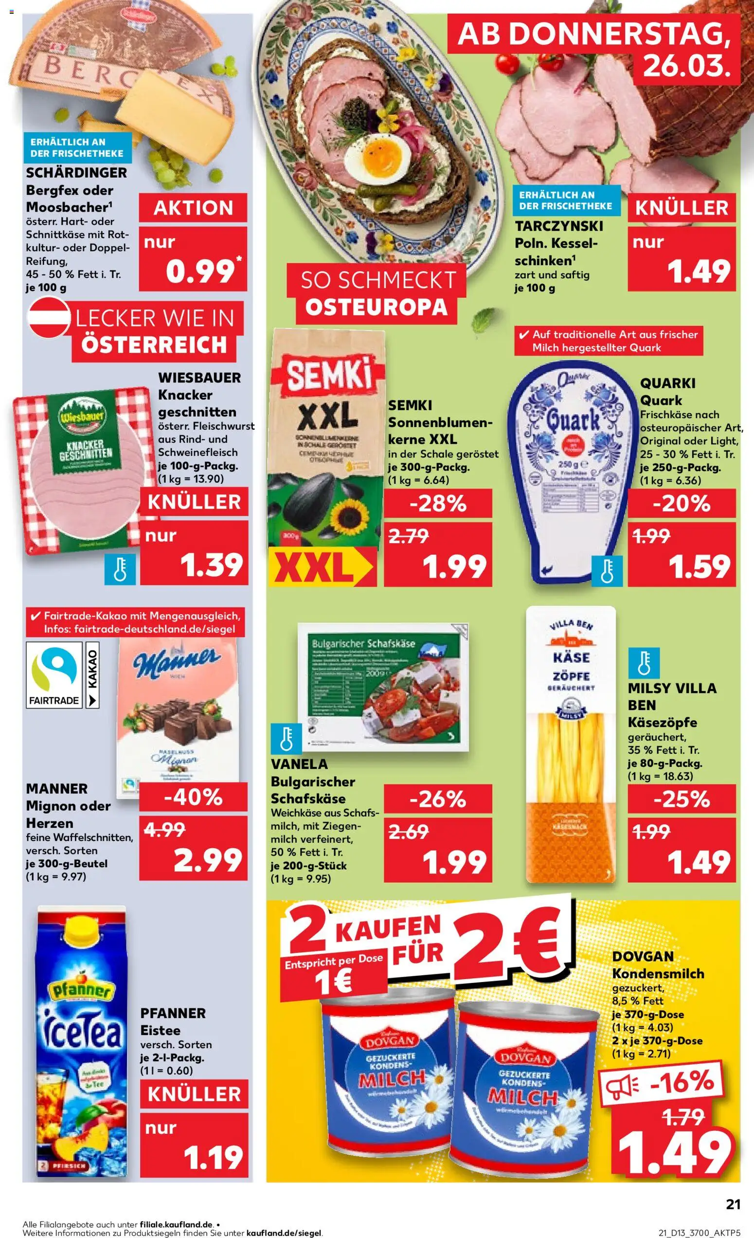 Kaufland Prospekt Rostock	 – gültig ab 26.03.2026 | Seite: 21 | Produkte: Quark, Käse, Schweinefleisch, Schafskase