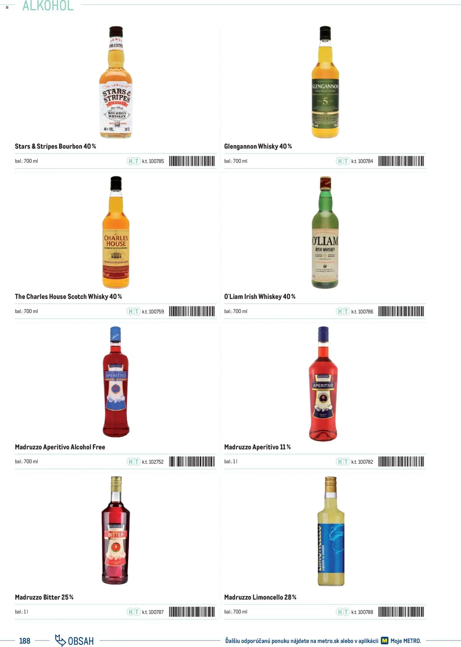 Nové Metro akcie – leták je platný od 01.01.2025 | Strana: 188 | Produkty: Bourbon, Whisky, Alkohol