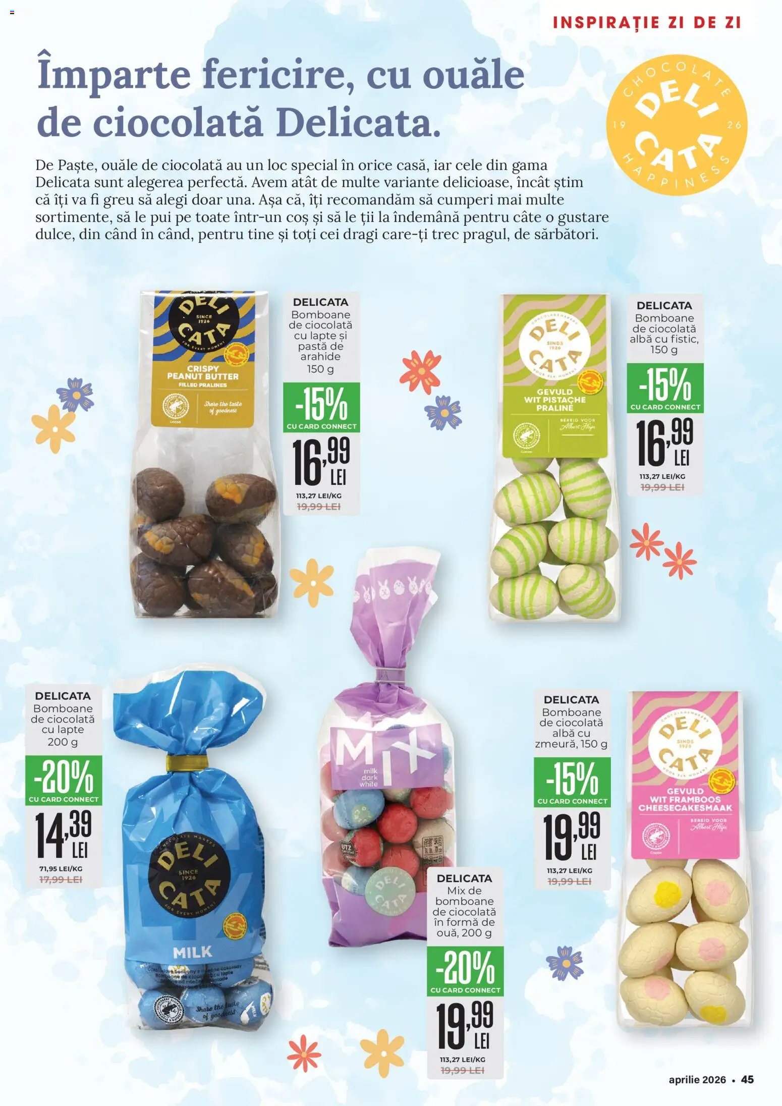 Noul catalog Mega Image – valabil de la 26.03.2026 | Pagină: 45 | Produse: Coș, Arahide, Lapte, Ciocolată