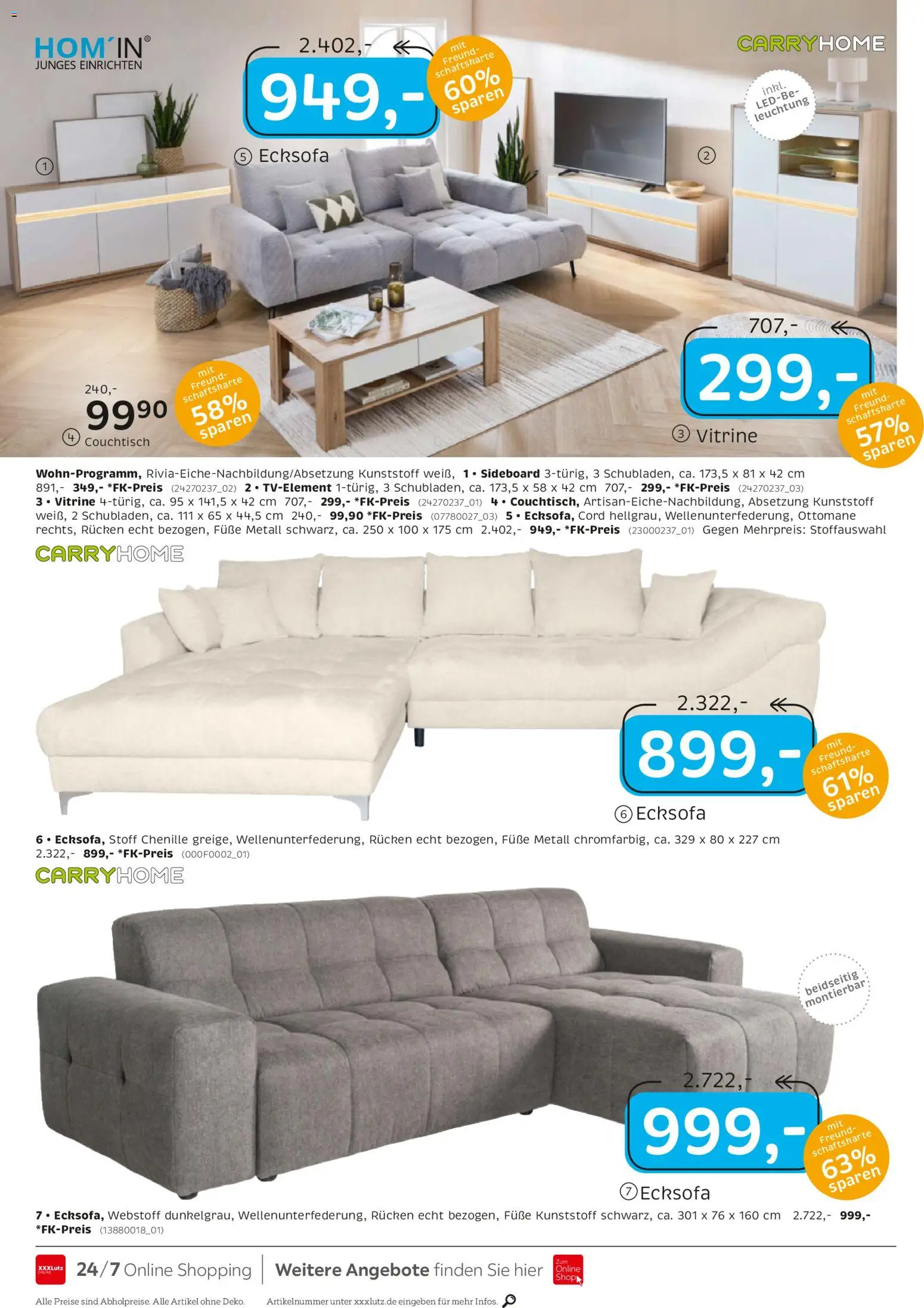 XXXL Lutz Junges Wohnen – gültig ab 22.02.2026 | Seite: 12 | Produkte: Ecksofa, Vitrine, Couchtisch