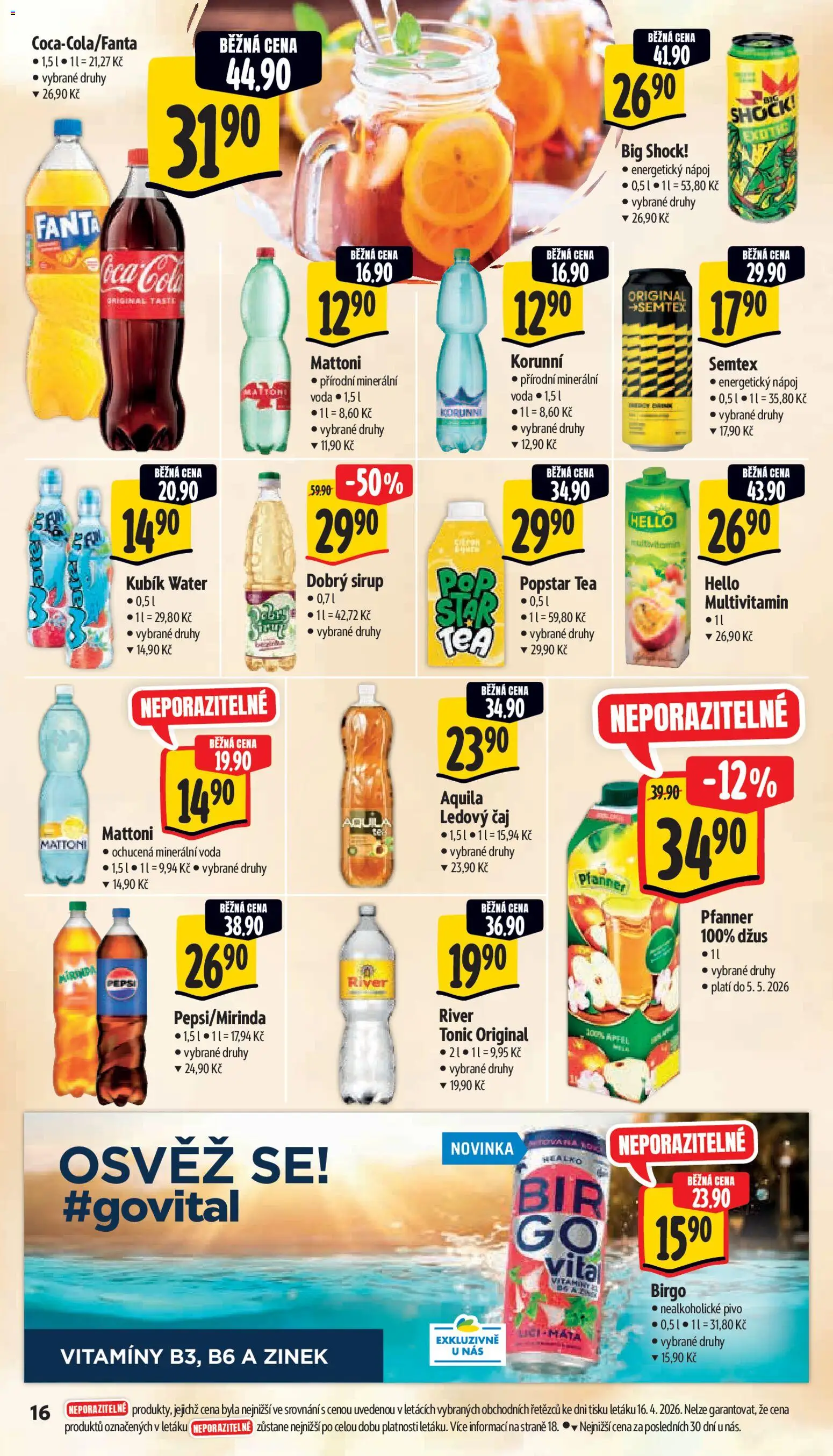 Albert leták - Supermarket od 22.04.2026 | Strana: 24 | Produkty: Mattoni, Džus, Tonic, Minerální voda