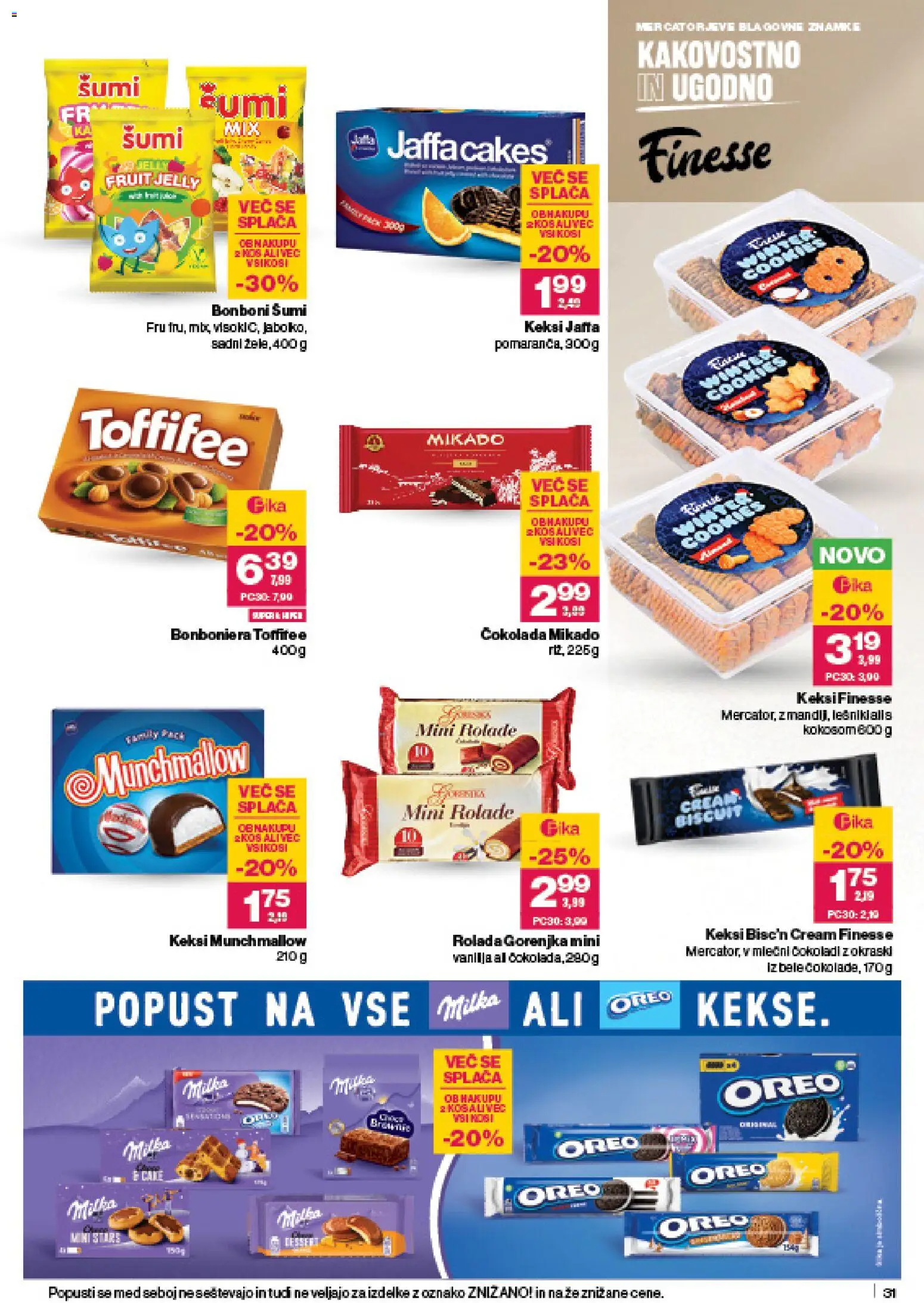 Novi Mercator katalog ponudbe – veljaven od 06.11.2025 | Stran: 33 | Izdelki: Keksi, Bonboni, Rolada, Bonboniera