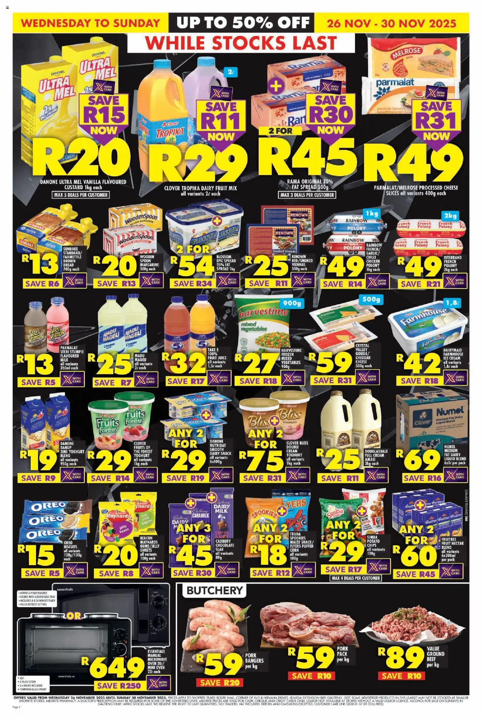 New Shoprite catalogue – valid from 26.11.2025 | Page: 2 | Products: Custard, Timer, Biscuits, Beef