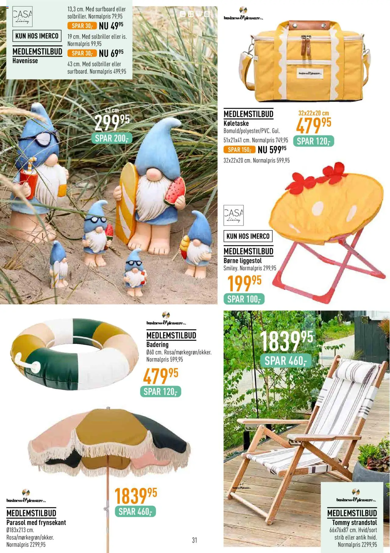 Imerco Tilbudsavis gyldig fra 20.03.2025 | Side: 31 | Produkter: Strandstol, Solbriller, Parasol