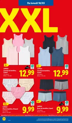 Anteprima del volantino LUPILU Boxer da bambino, 8 pezzi, Con cotone. Misure: 2-10 anni valido a partire dal 16.03.2026 | Pagina: 32 | Prodotti: Canotta, Slip, Boxer